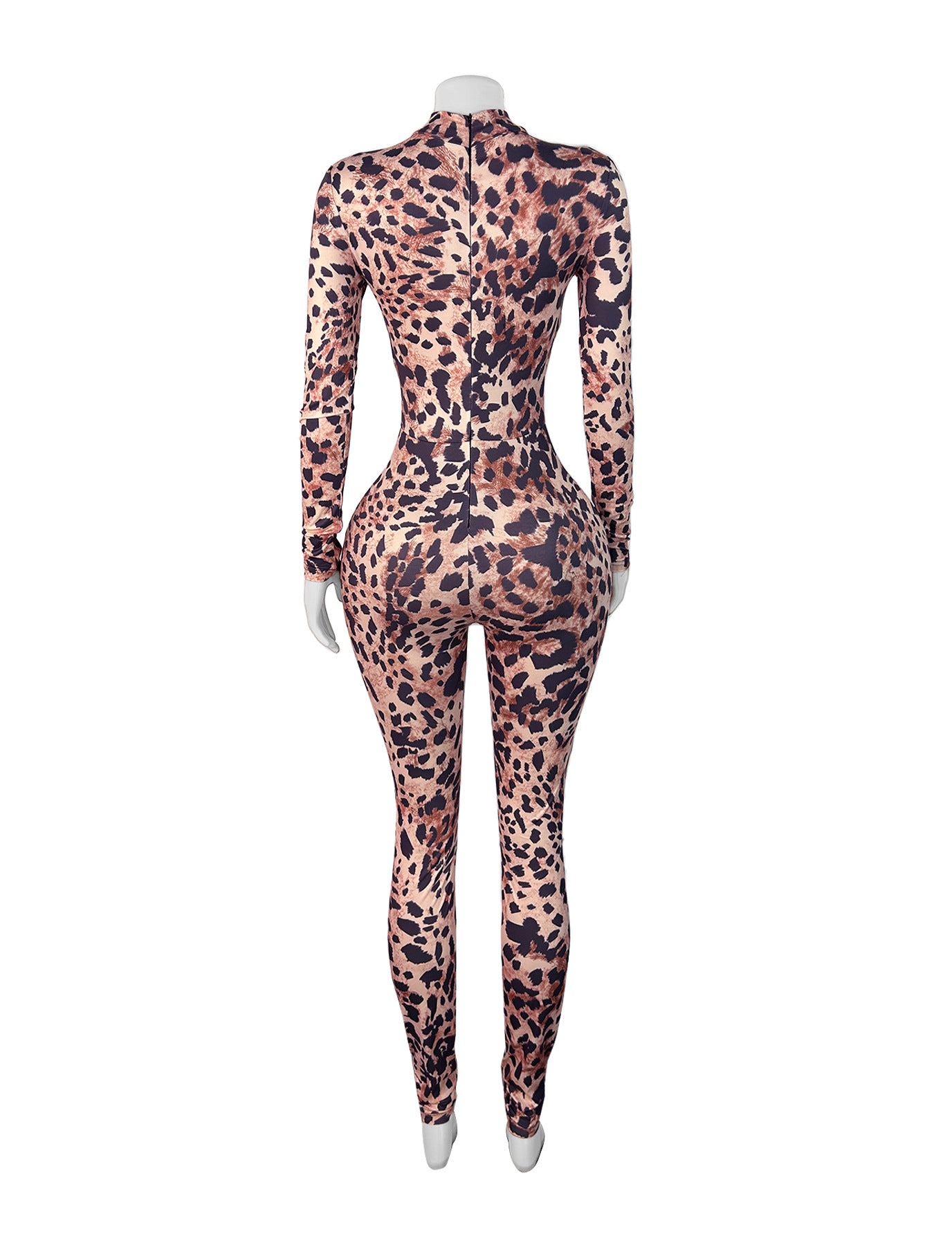 Women Leopard Zipper Print Jumpsuit 10