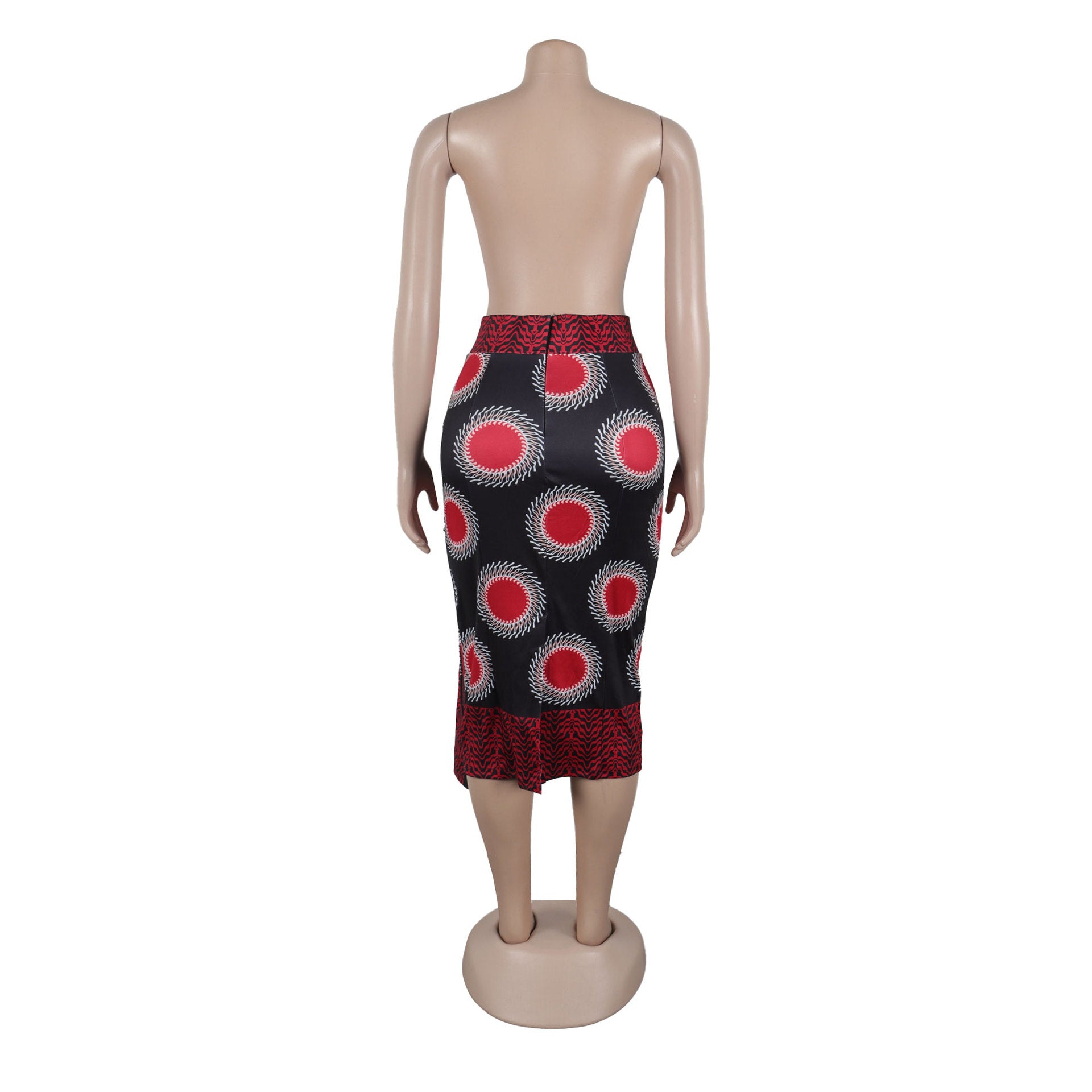 Women Printed Elastic Slit Bodycon Dress 10