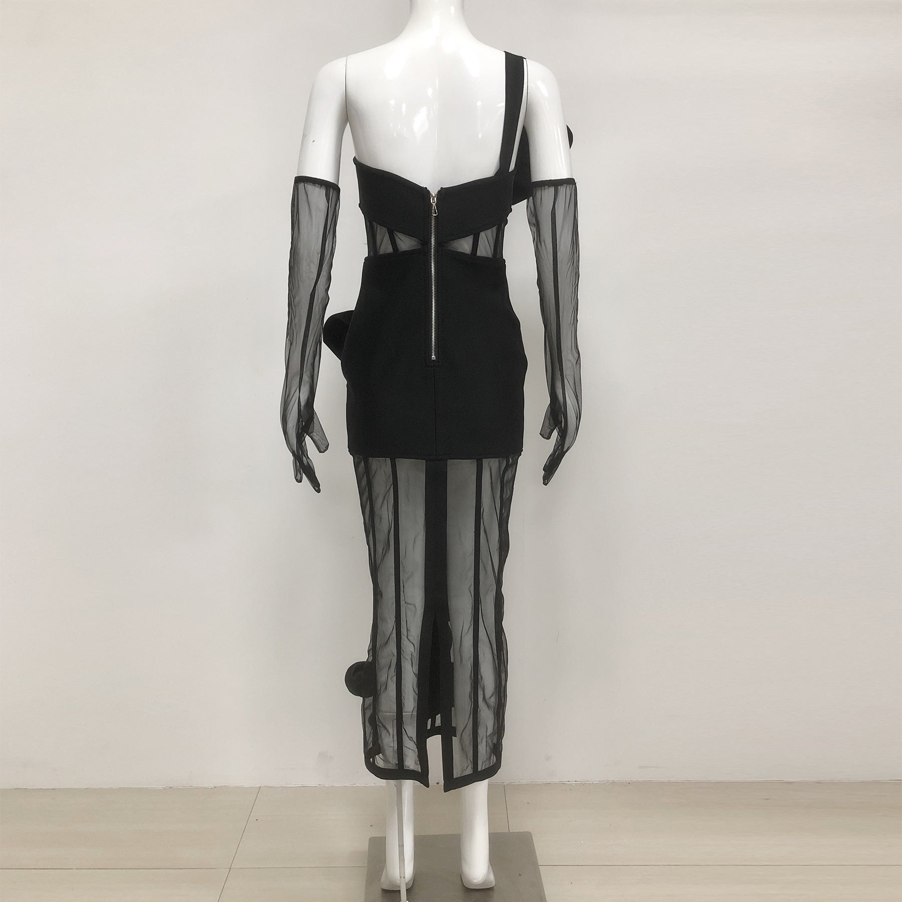 Women Spring Summer Sexy Mesh Maxi Dress 4