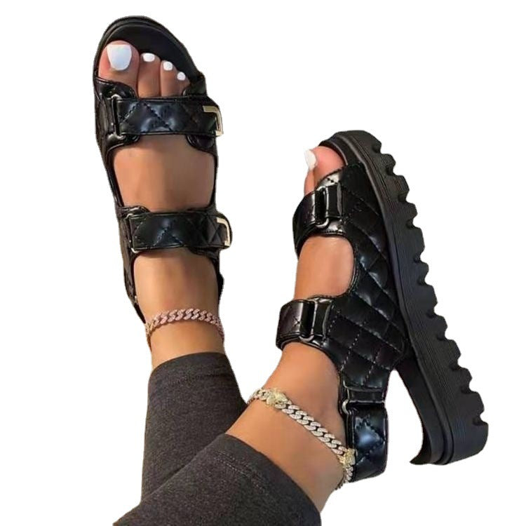 Platform Sandals Women Summer Time Casual Velcro Sandals 9