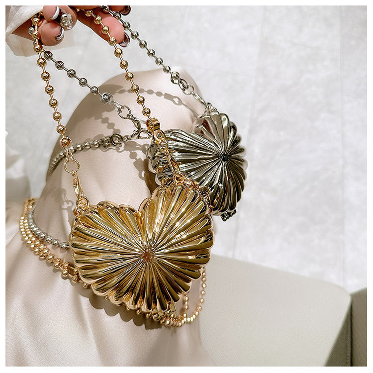 Mini Metal Shell/Heart Shape Bag One Shoulder Crossbody Fashion Bag 24