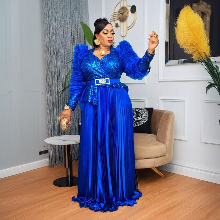 Plus Size Women Beaded Sequin Formal Party Dress