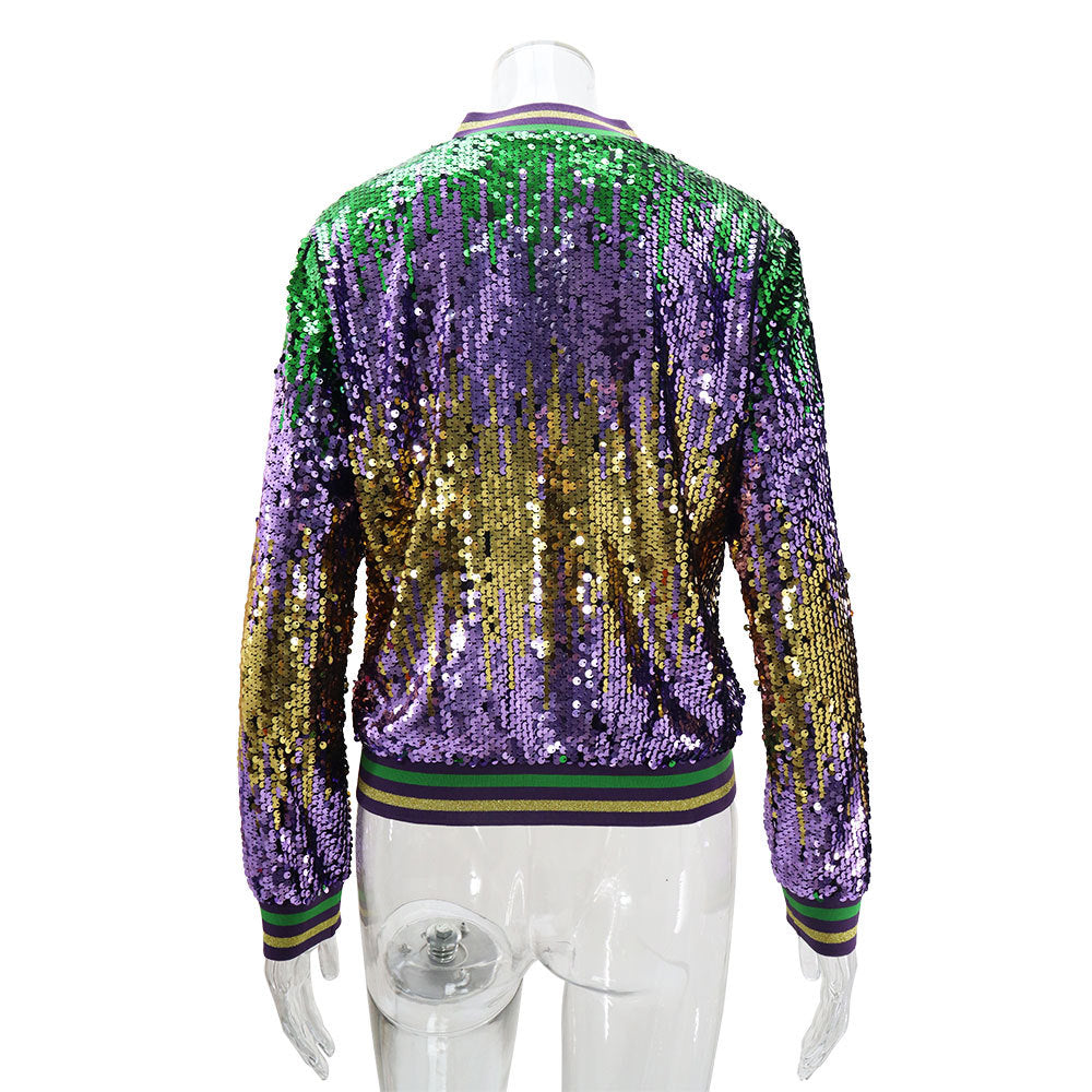 Spring Autumn Women's Long Sleeve Sequined Jacket 13