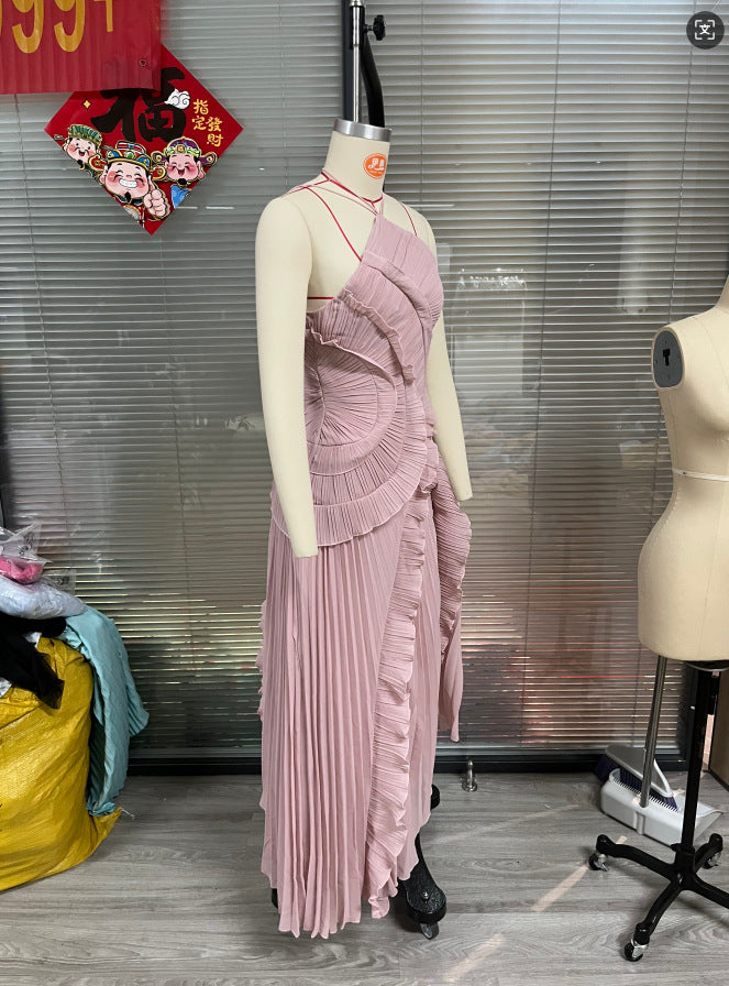 Women's Ruffled Pleated Luxury Chiffon Dress 15