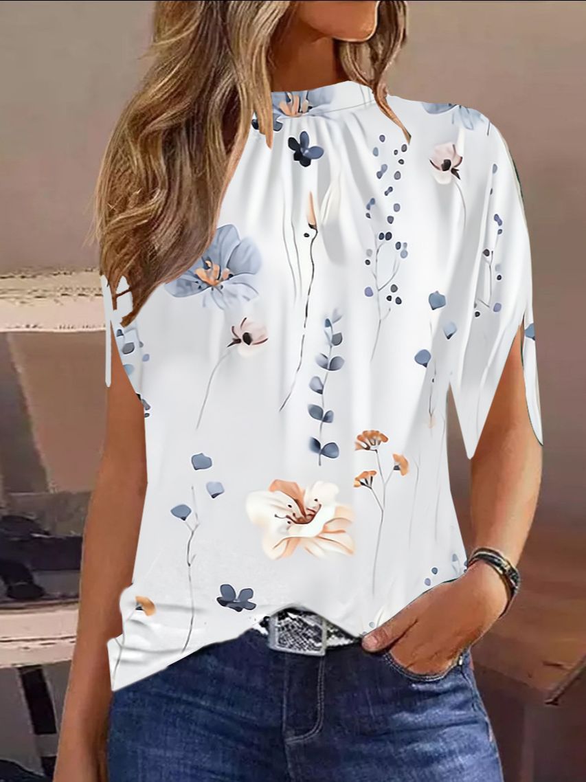 Ladies Casual Round Neck Regular Pullover Digital Printed Shirt 11