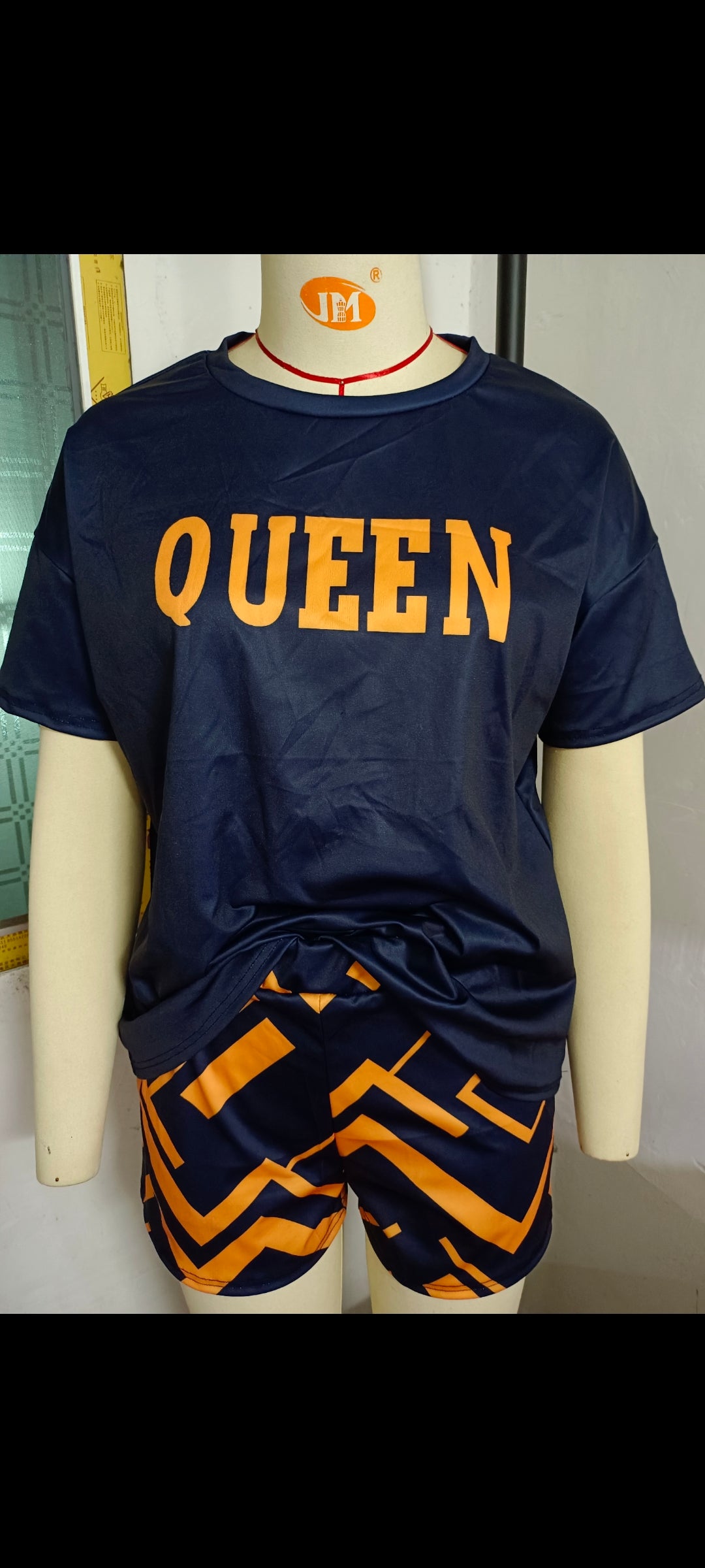 Plus Size Women Summer Print Casual Top and Shorts Two-piece Set 23