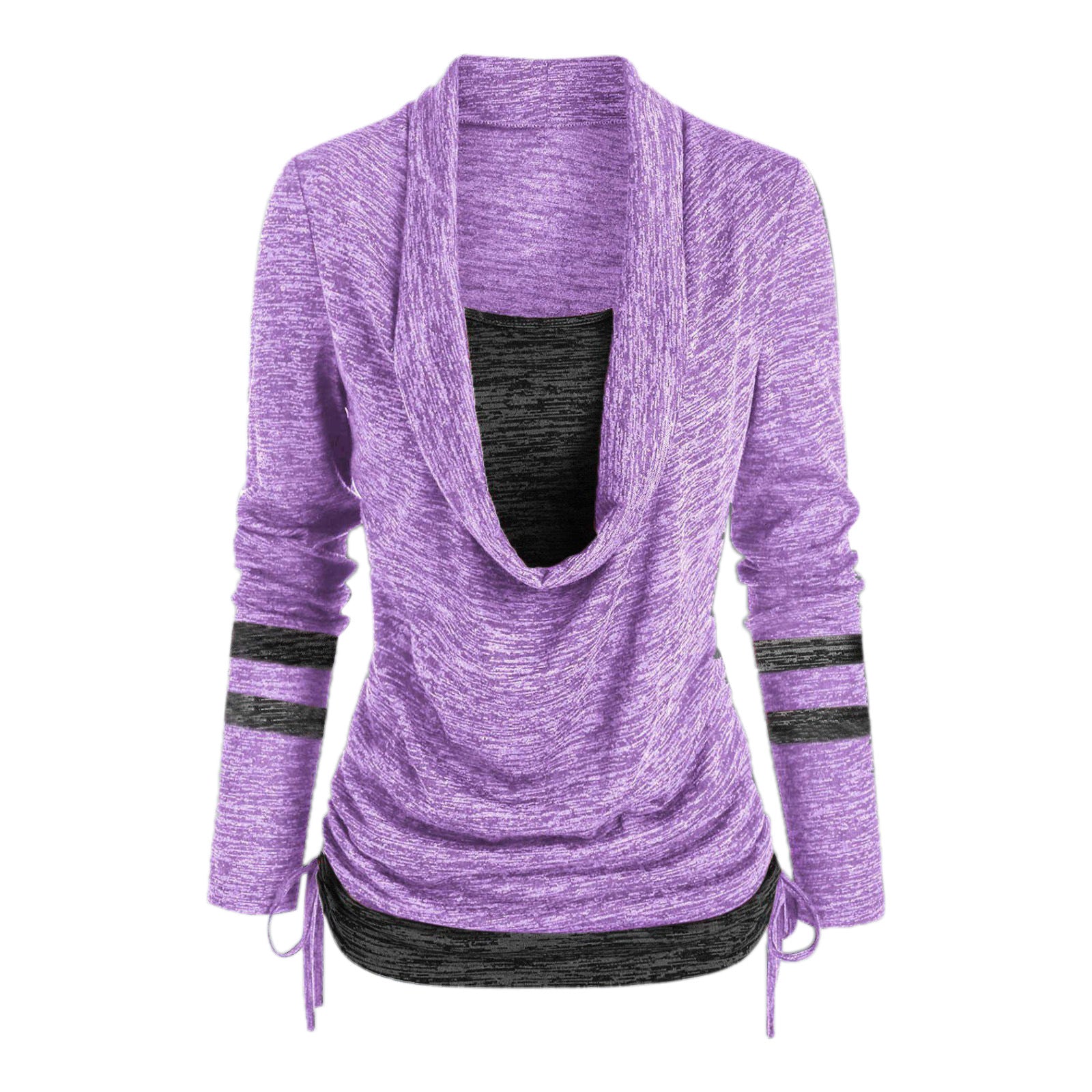 Women Leopard Patchwork Long Sleeve Loose Pleated Top 17