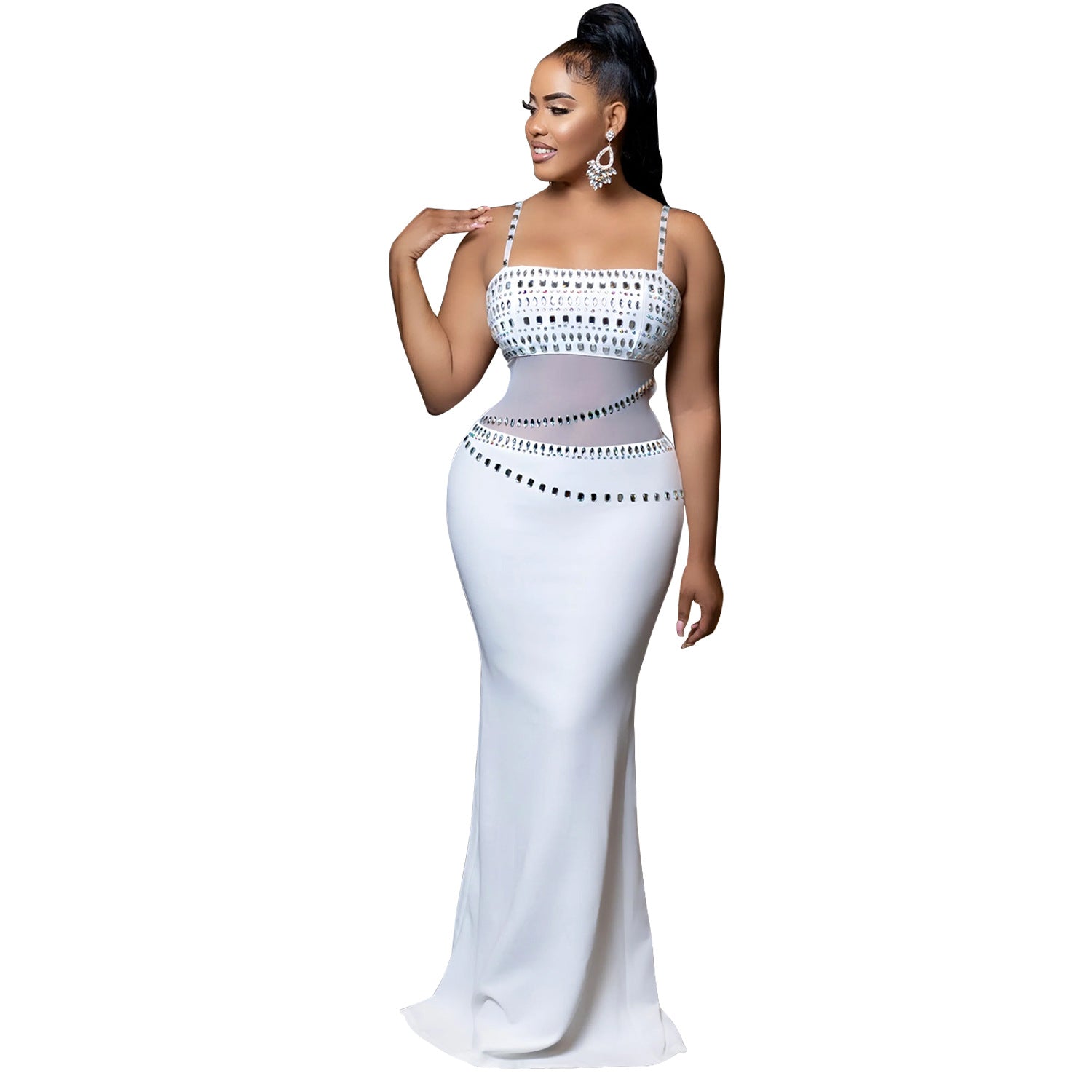 Women Beaded Mesh Maxi Dress 8