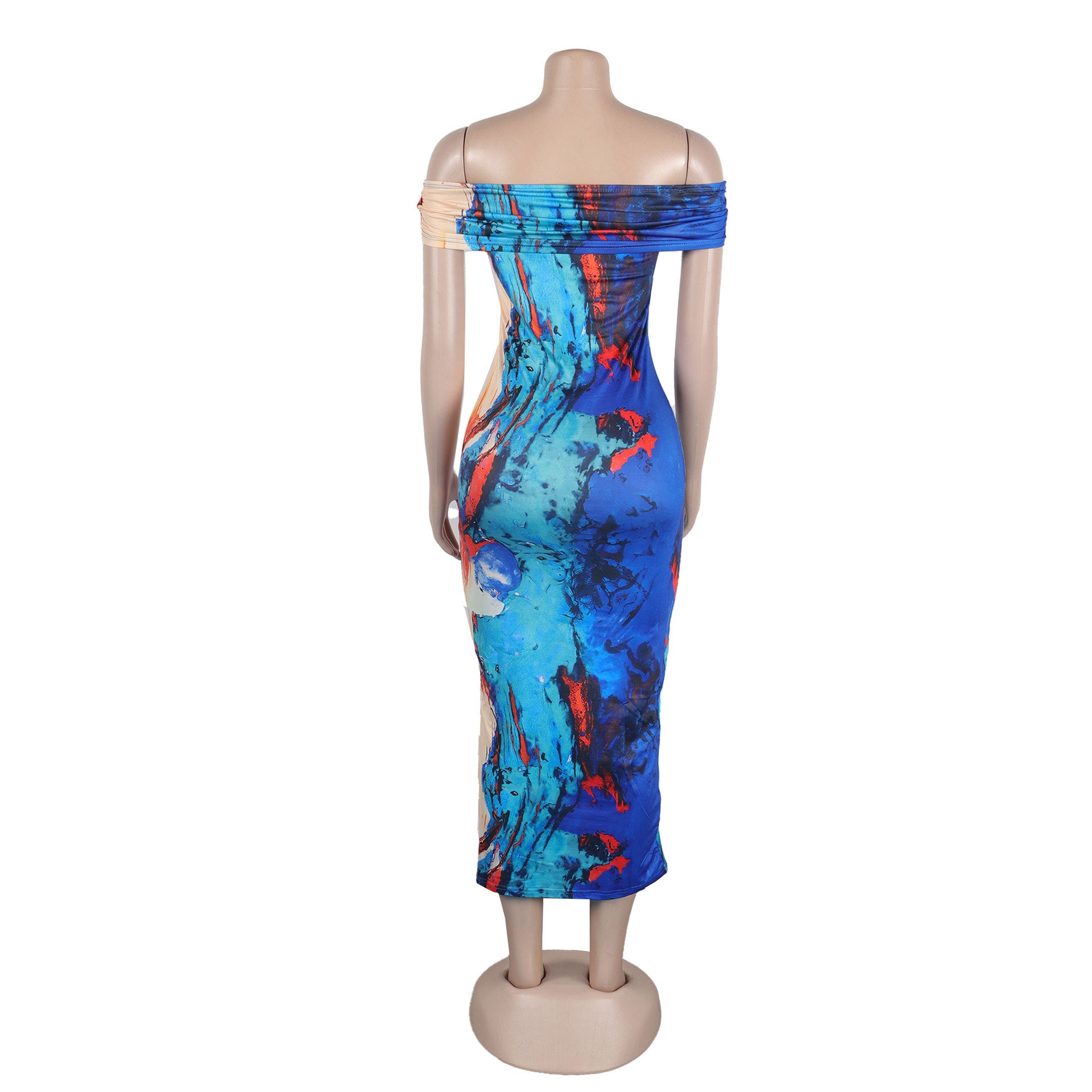 Sexy Off Shoulder Printed Bodycon Dress 14