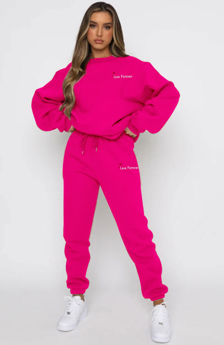 Women Autumn/Winter Printed Round Neck Long-Sleeved Top and Pants Two-Piece Set 45