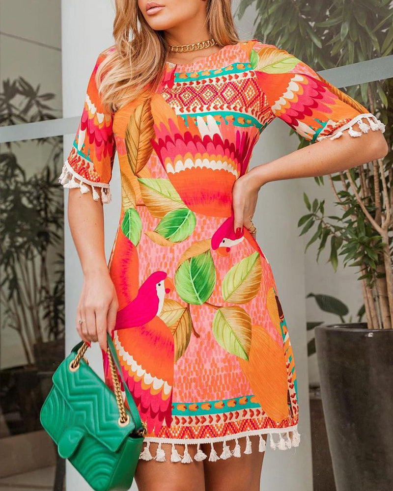 Women Multi-Color Printed Backless Dress