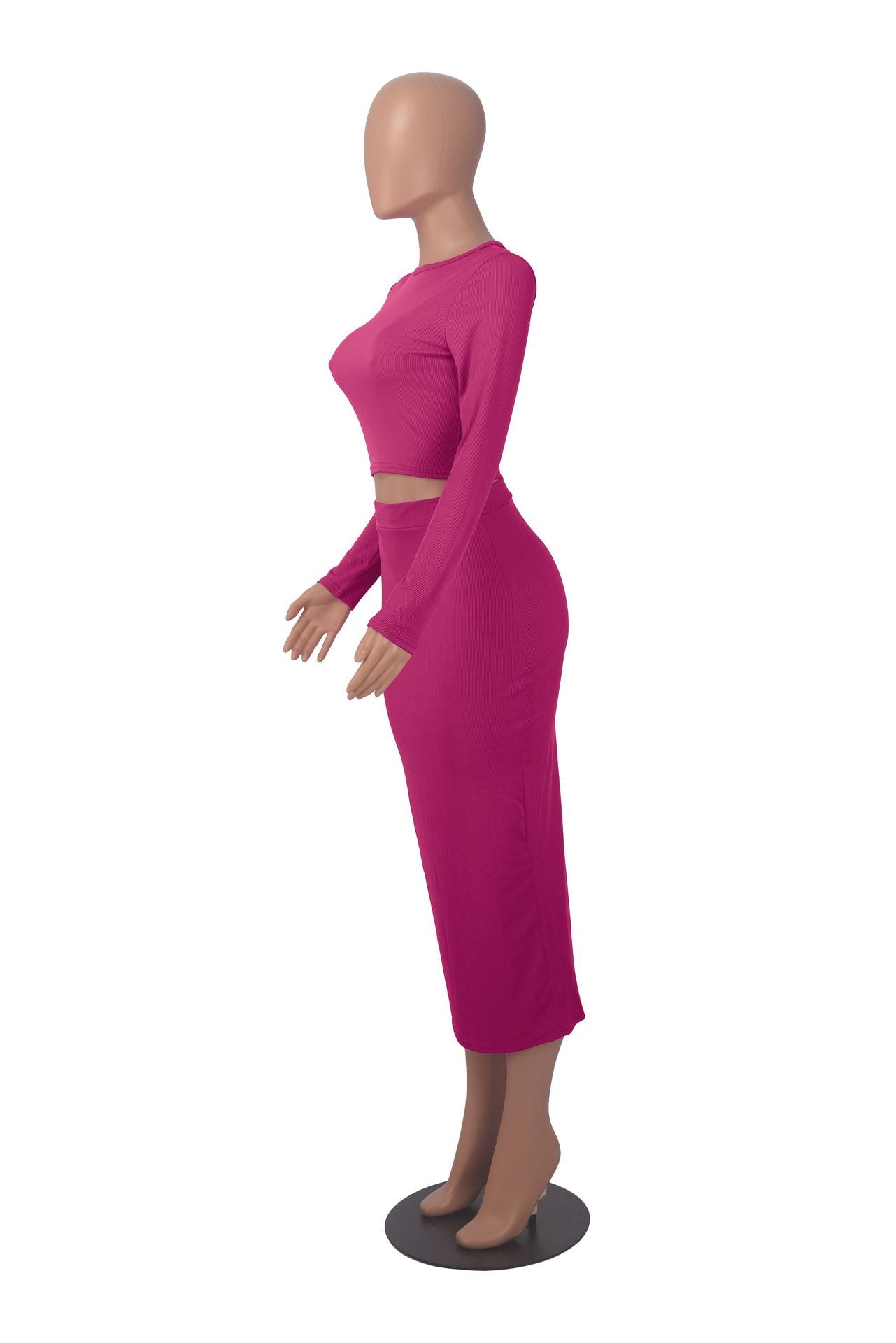 Women Long Sleeve Top and Bodycon Skirt Two Piece Set 24