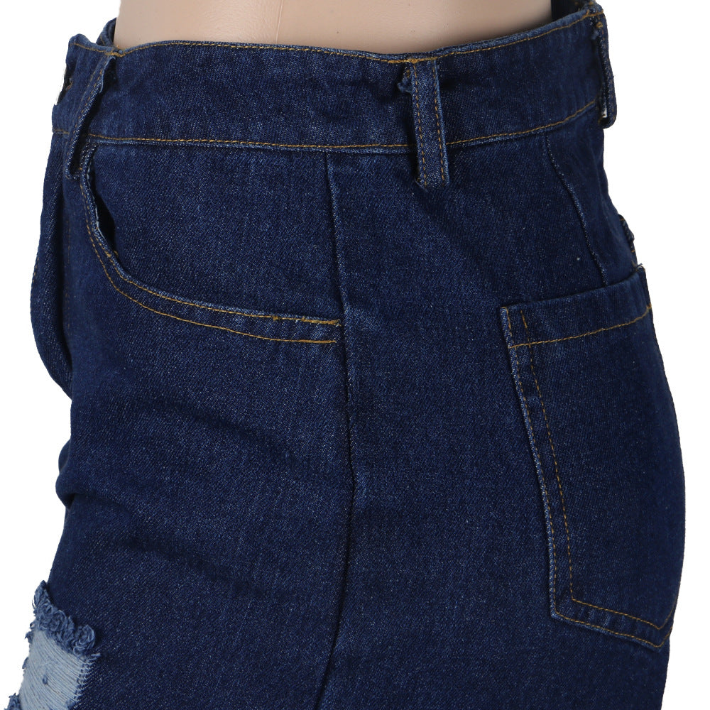 Sexy Women's Irregular Ripped Loose Denim Pants 12