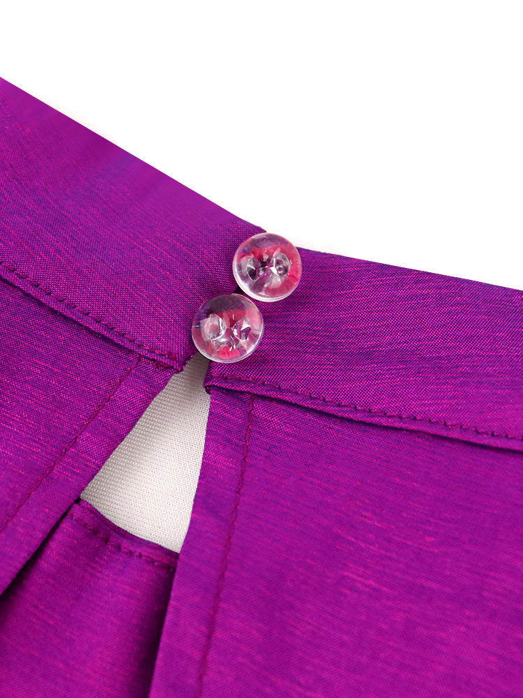 Women Style Bell Bottom Sleeve Backless Formal Party Dress 13