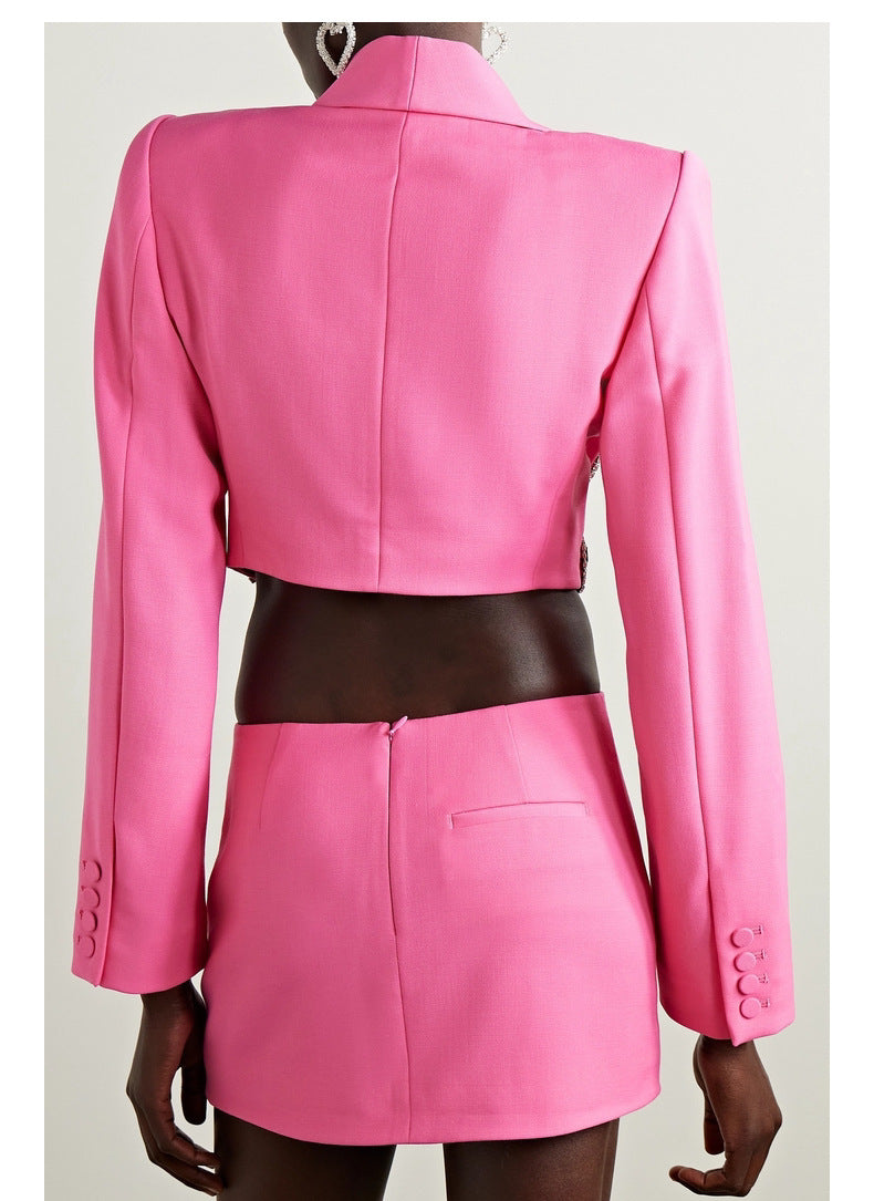 Women Diamond Butterfly Blazer and Skirt Two-piece Set 4