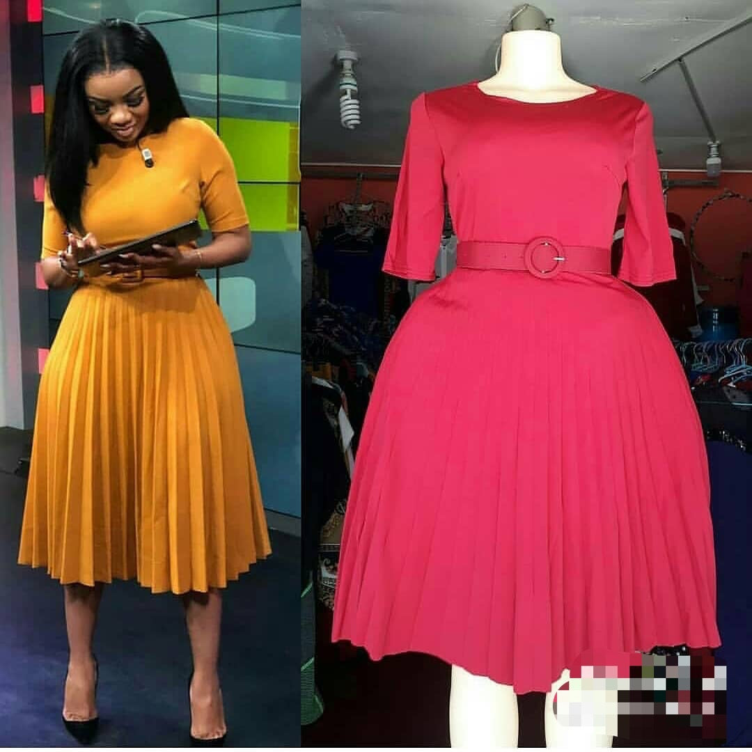 Plus Size Women Summer Short Sleeve High Waist Pleated Dress 12