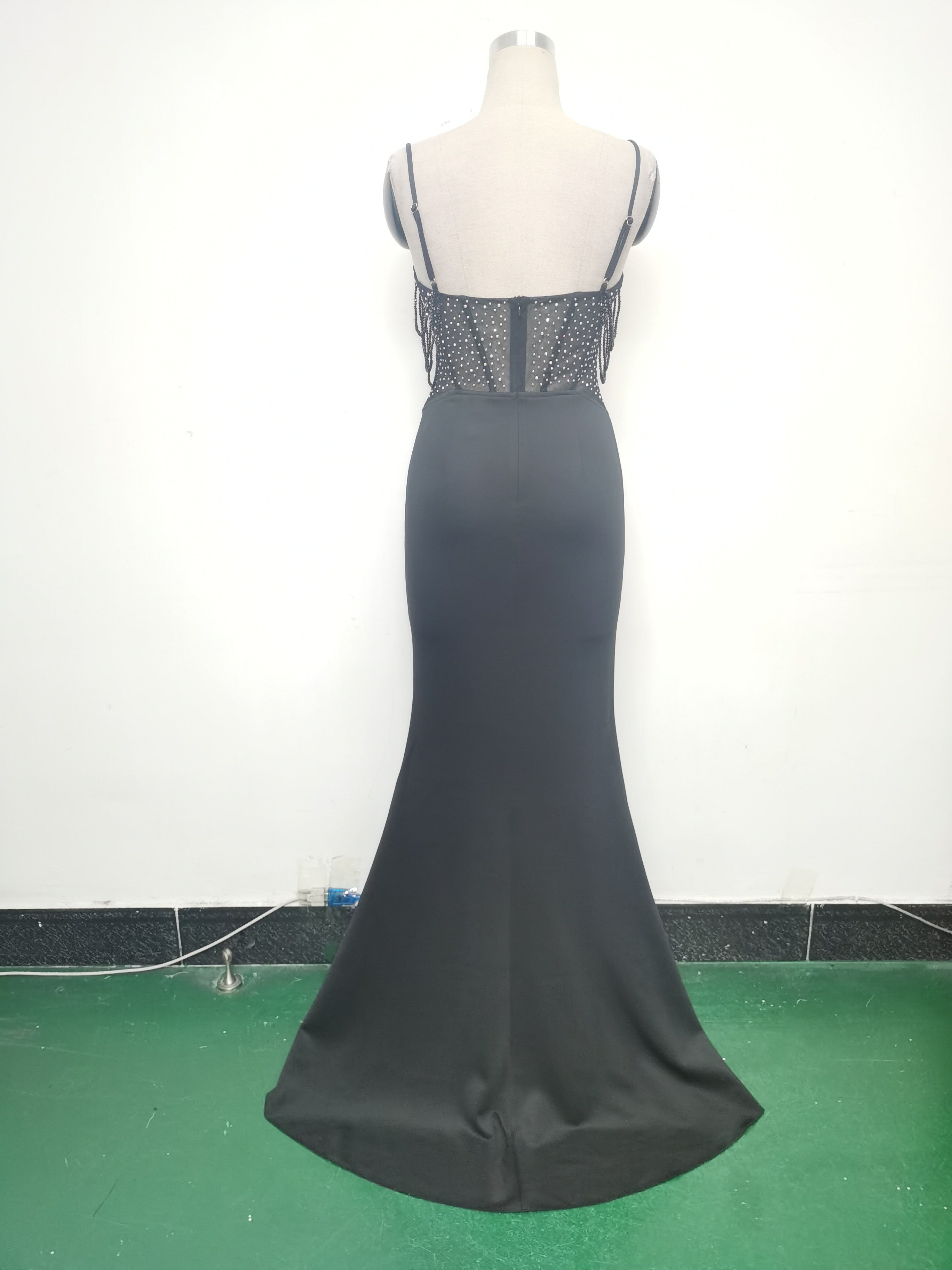 Gradient Sequins High Slit Slash Shoulder Sexy Evening Dress 32