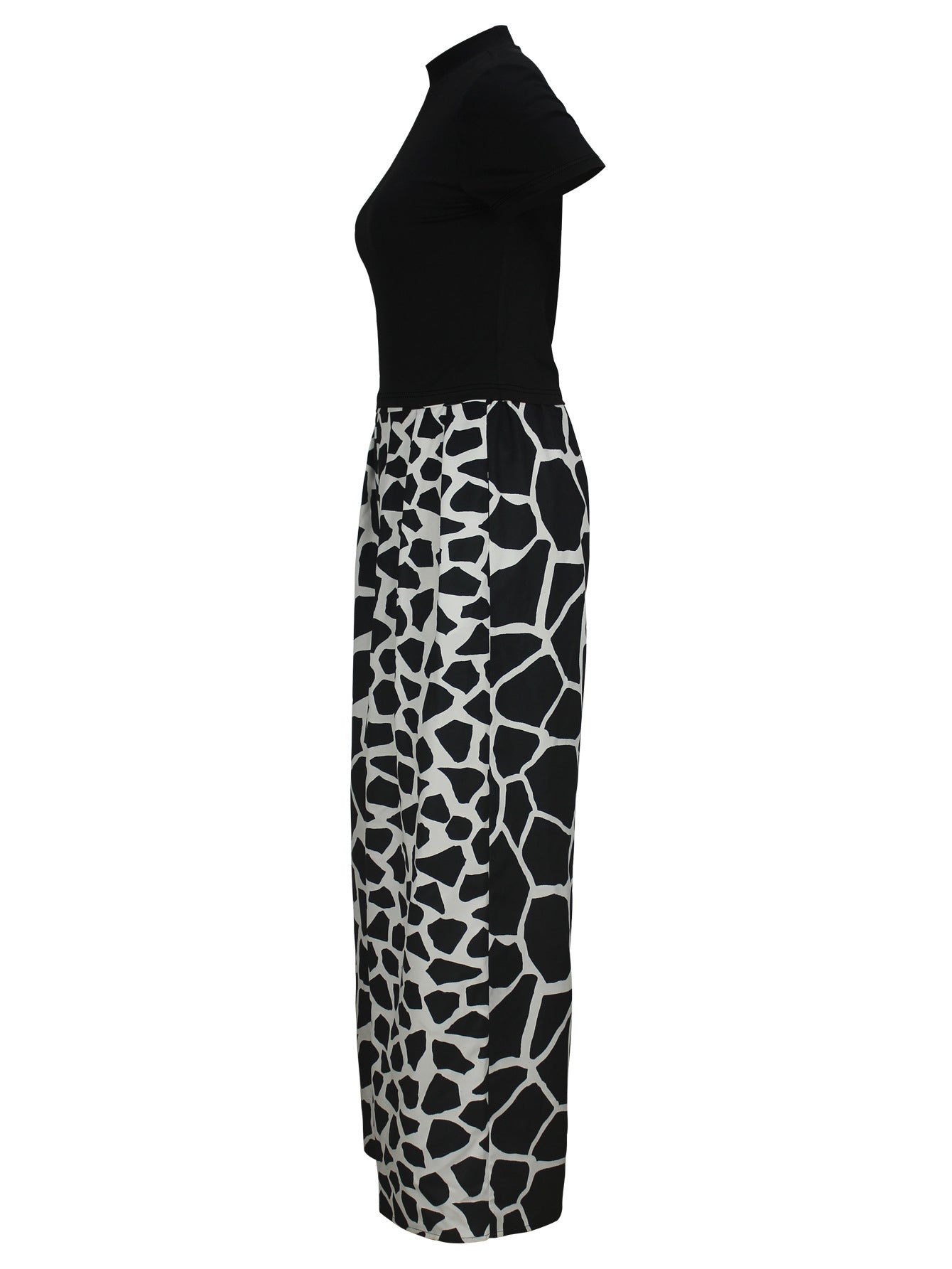 Women's Elegant Round-Neck Short-Sleeve High-Waist A-Line Trousers Casual Two Piece Set 9