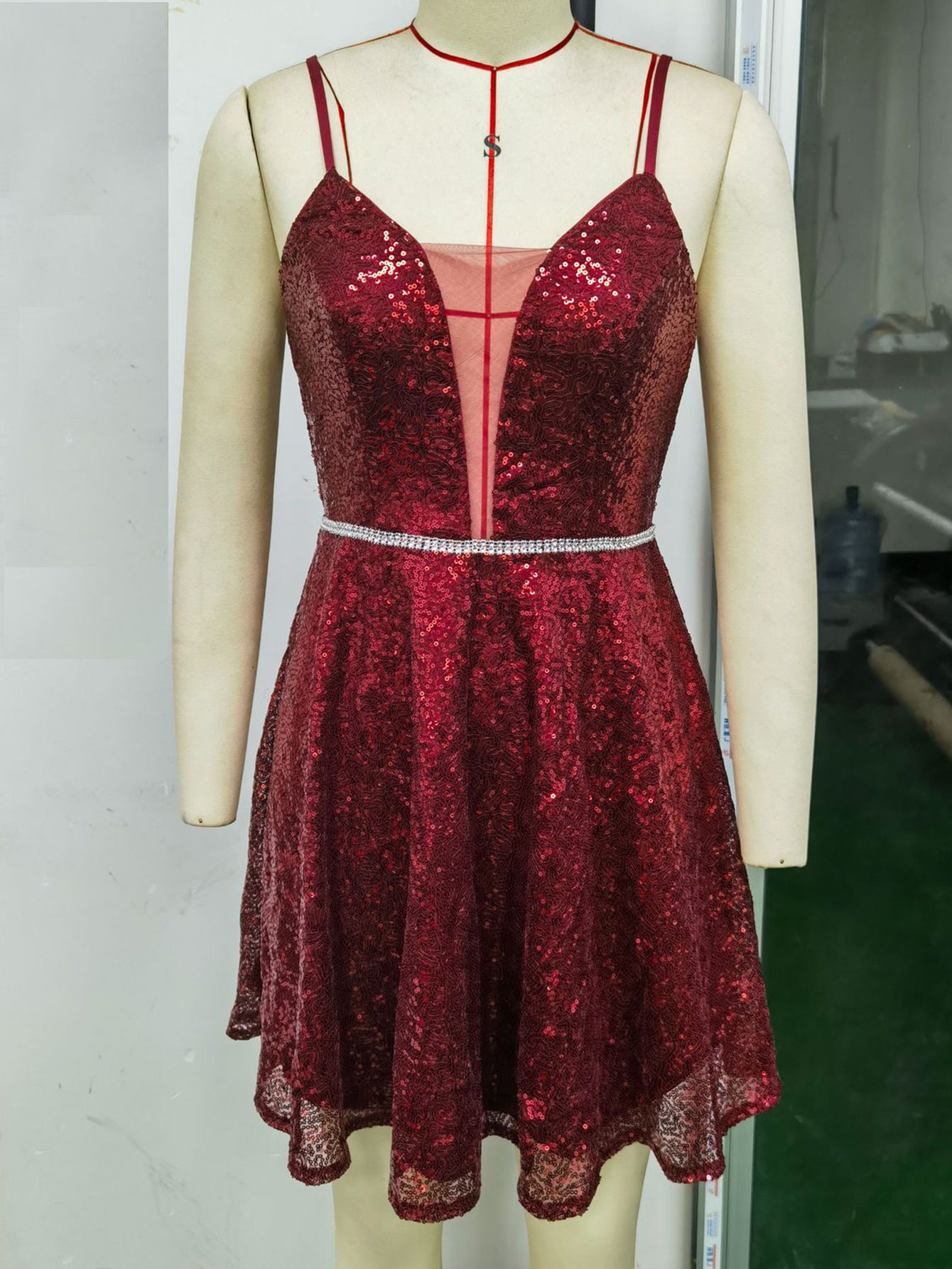 Sexy Low Back Strap Sequin Women's Nightclub Dress 8