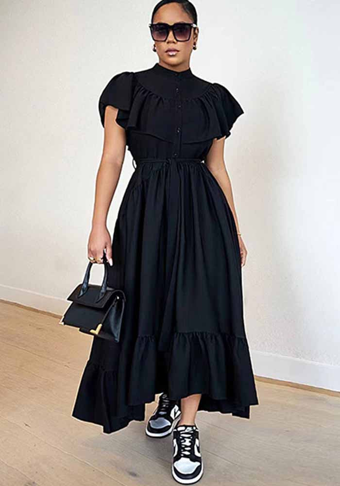 Women Retro Skirt Loose French Shirt Dress