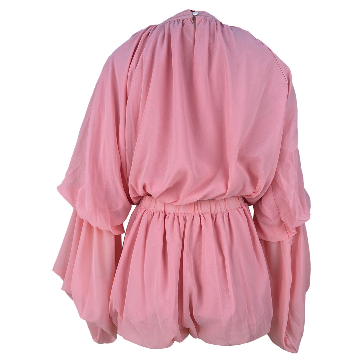 Women's Casual Solid Color Shorts & Round Neck Lantern Sleeve Top Two-Piece Set 18