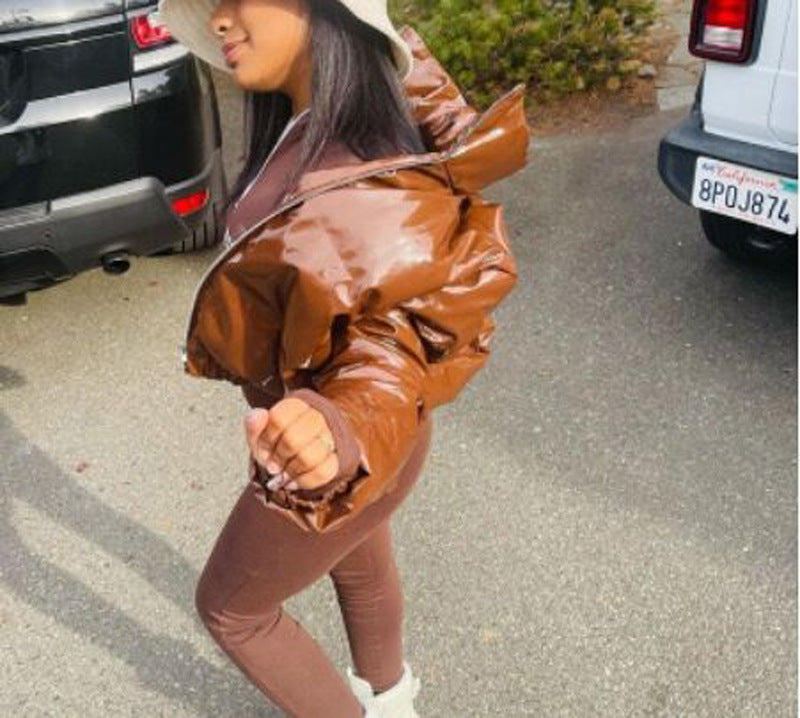 Women zippered padded coat 17