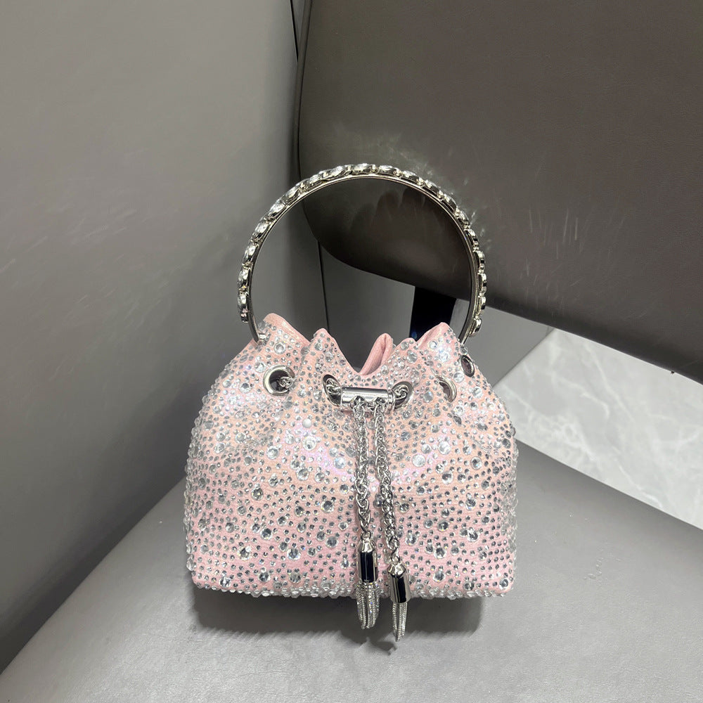 Women Autumn/Winter Bucket Bag Drawstring Beaded Shoulder/Crossbody Handbag 39