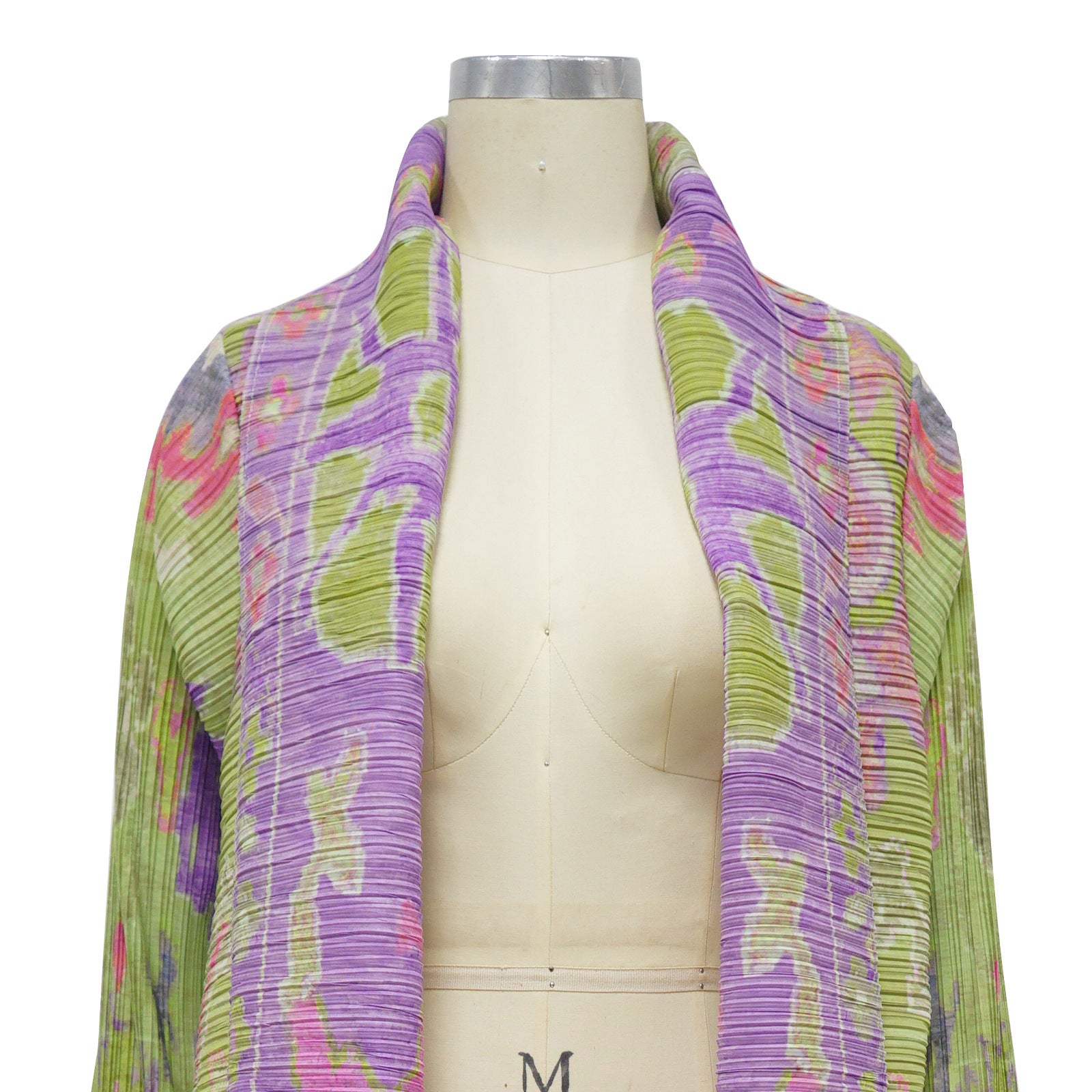 Pleated Printed Plus Size Long Jacket for Women 23