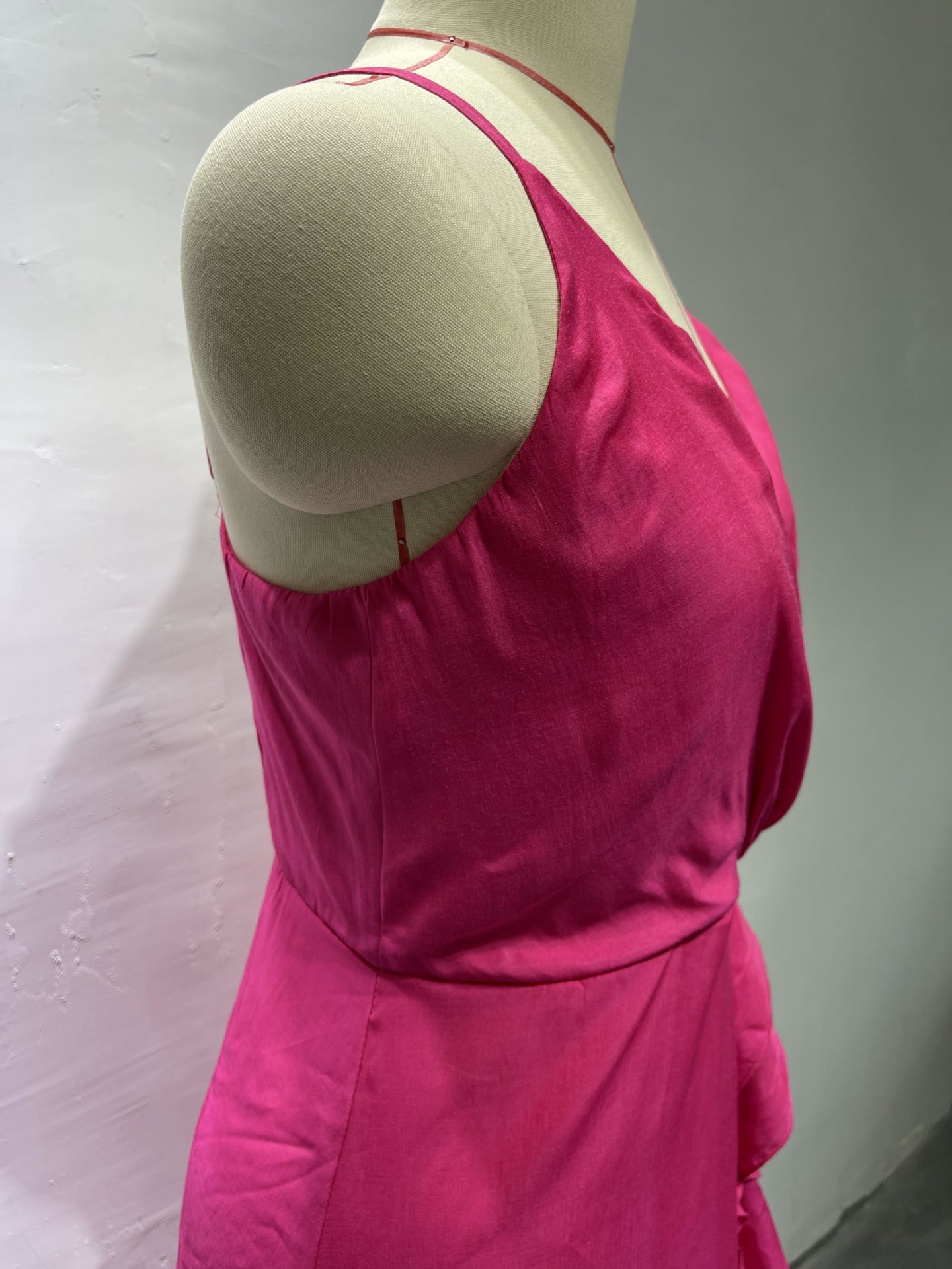 Women Summer Sling V-Neck High Waist Ruffle Irregular Slit Long Skirt 14