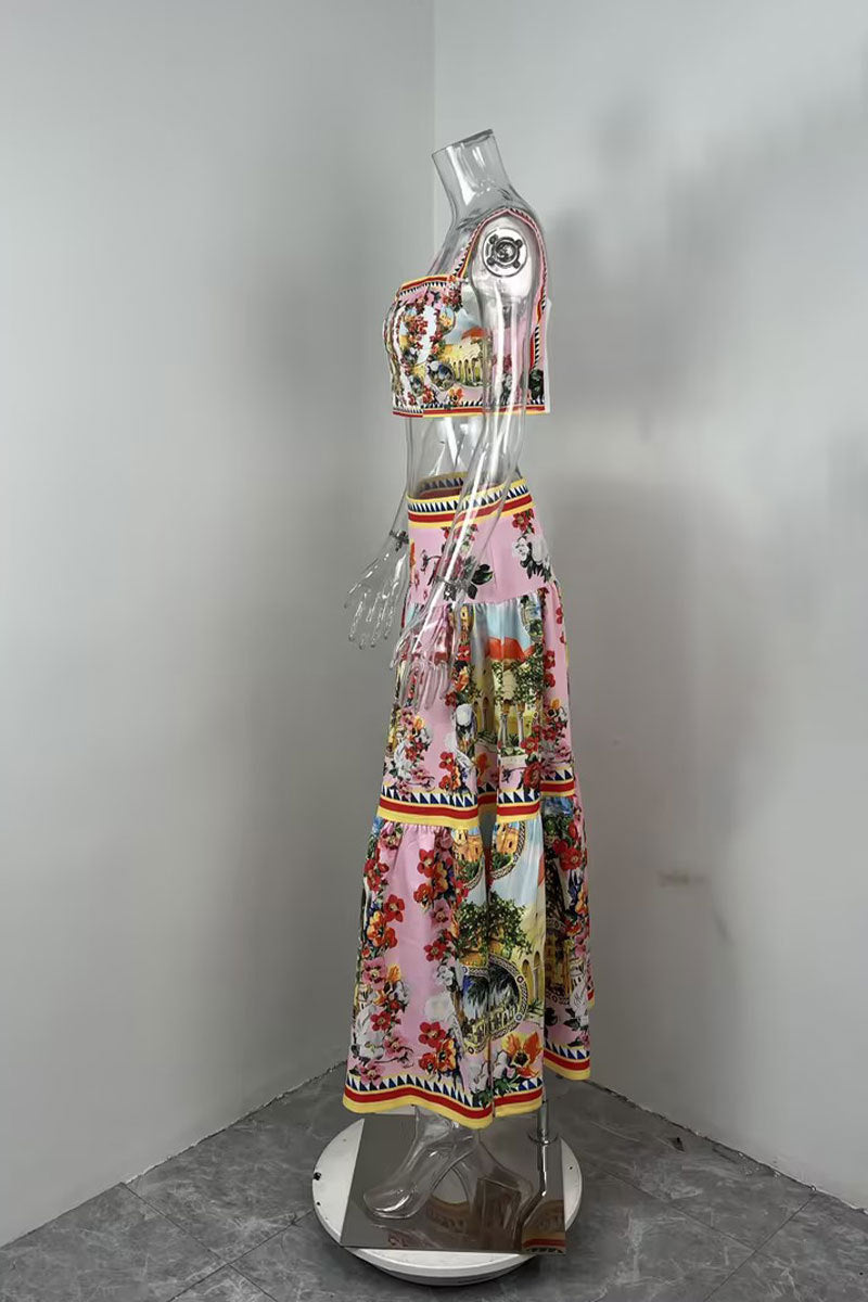 Women spring sexy Patchwork Strapless suspender skirt two-piece set 11