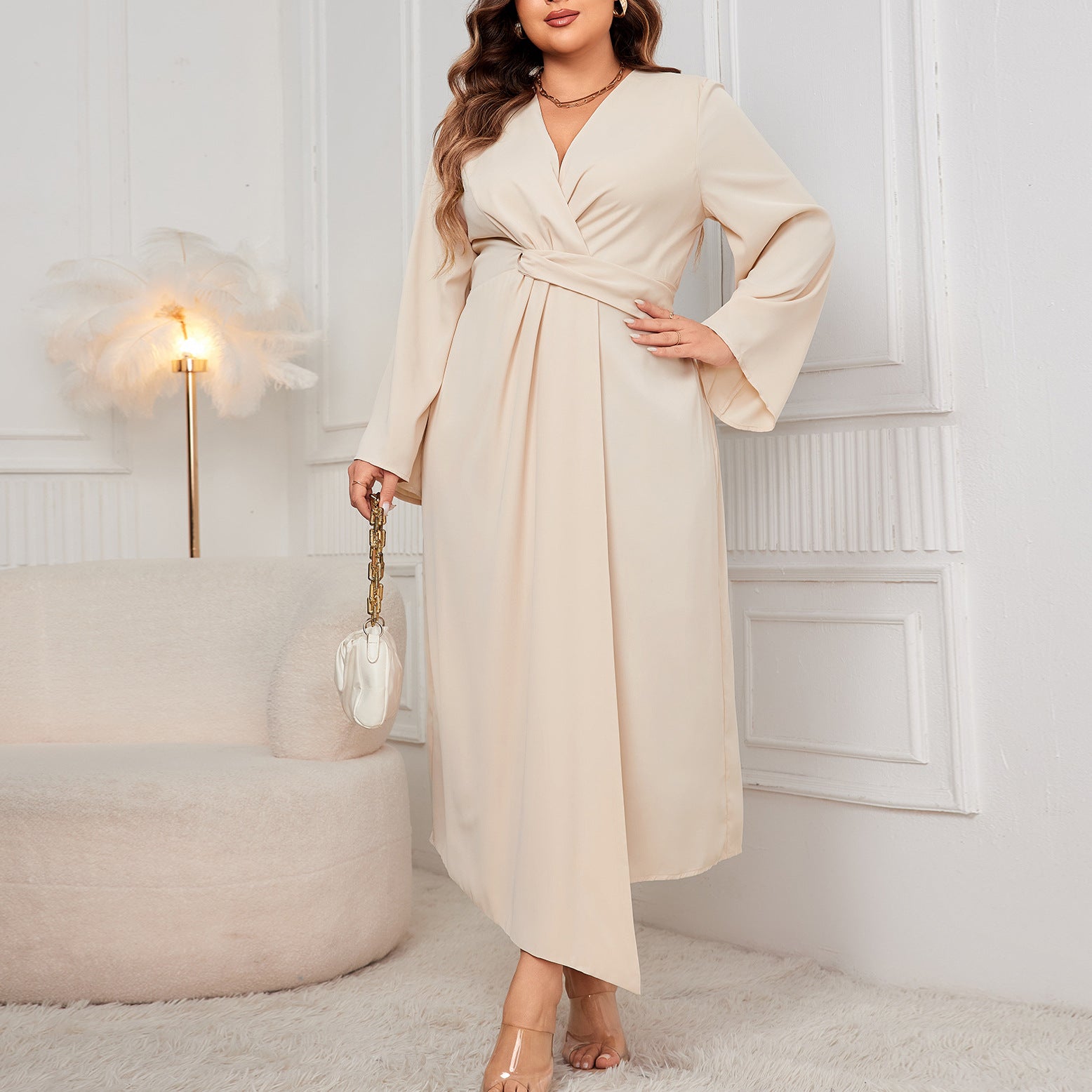Women long-sleeved irregular maxi dress 5