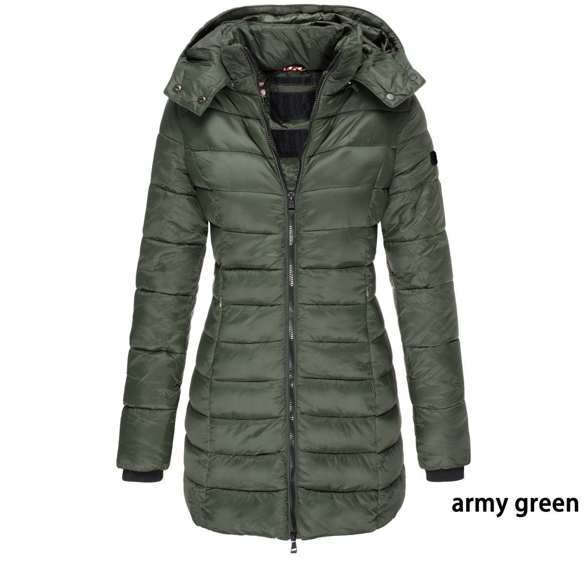 Slim Hooded Zipper Cotton Padded Down Jacket For Women 4