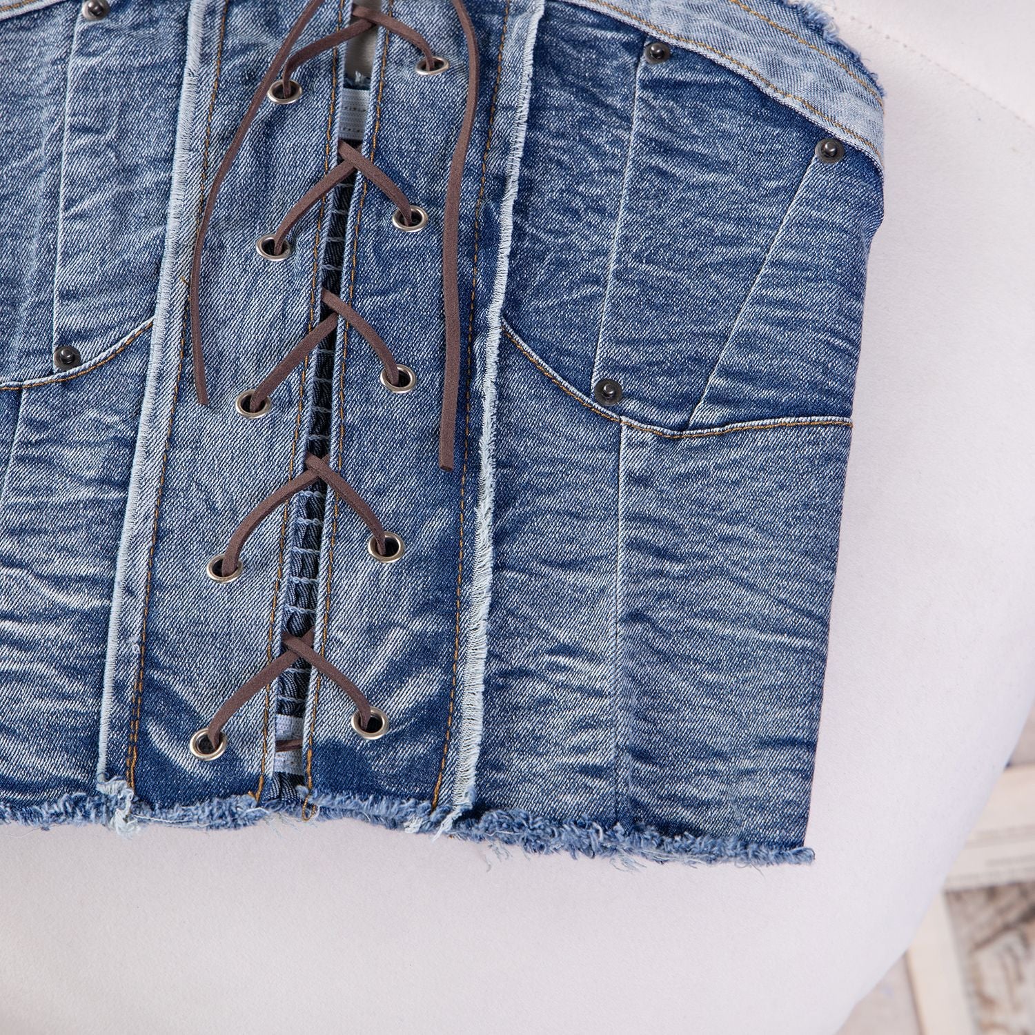 Women Sexy Off Shoulder Elastic Denim Crop Strapless Top 18