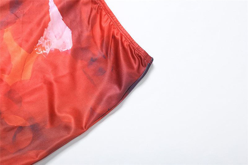 Women Summer Sexy Print Suspender Top Bodycon SkirtTwo Piece Set 31