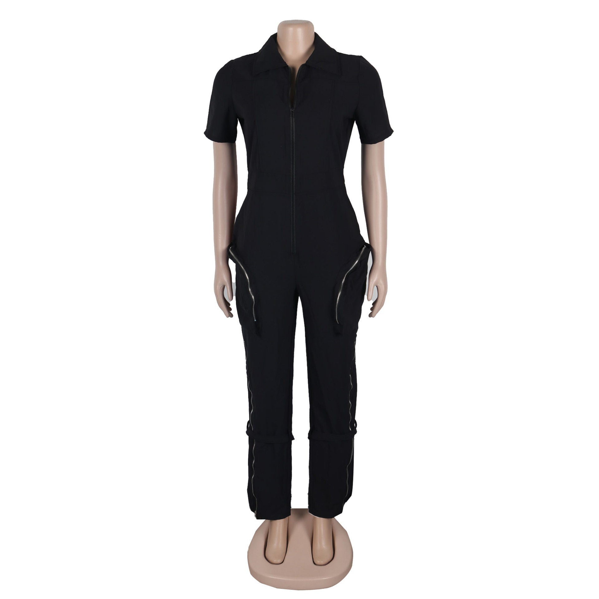 Women Sexy Summer Zipper Pocket Jumpsuit 17