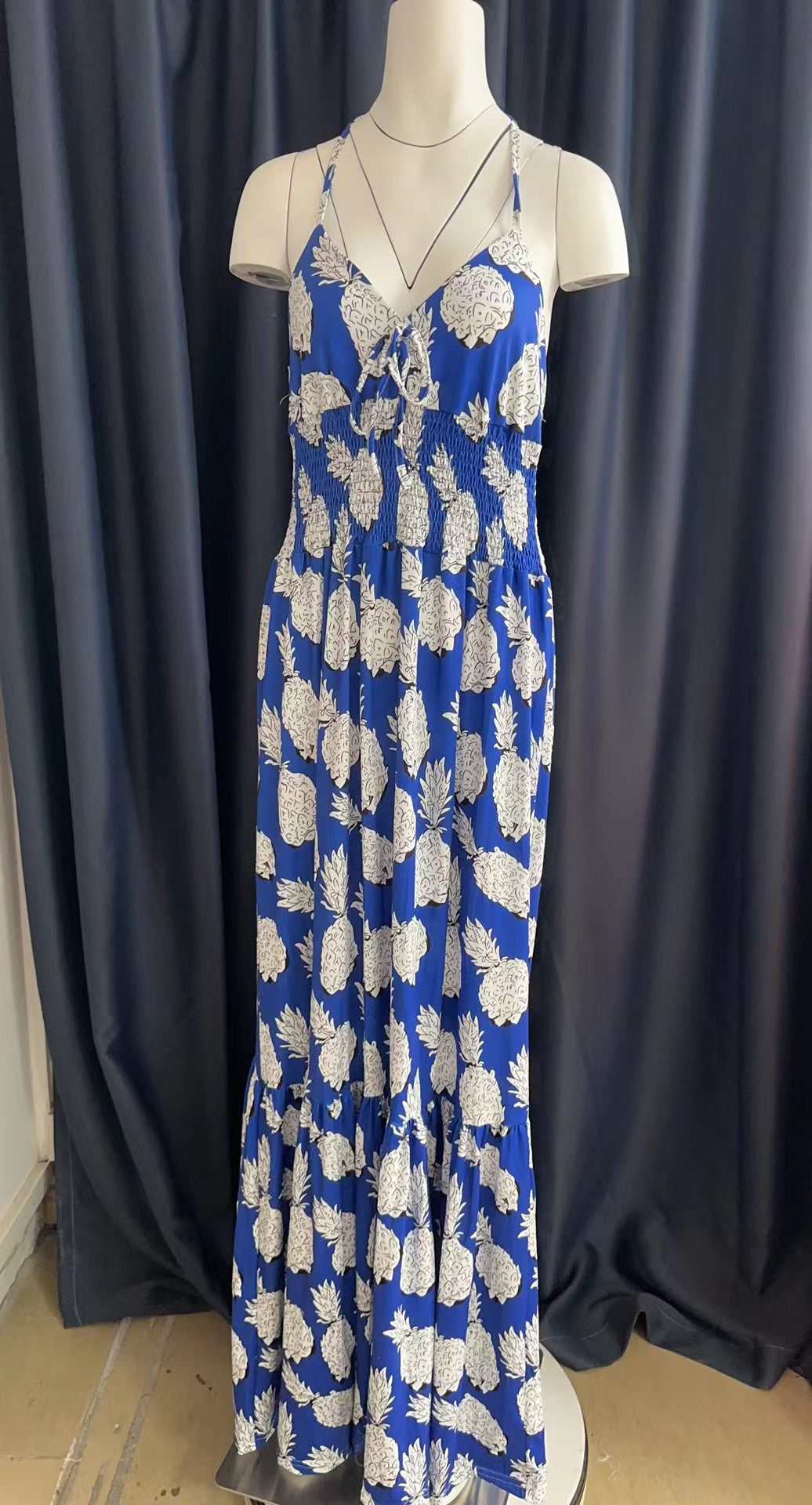 Halter Neck Strapless High Waist Printed Long Sexy Women's Dress 23