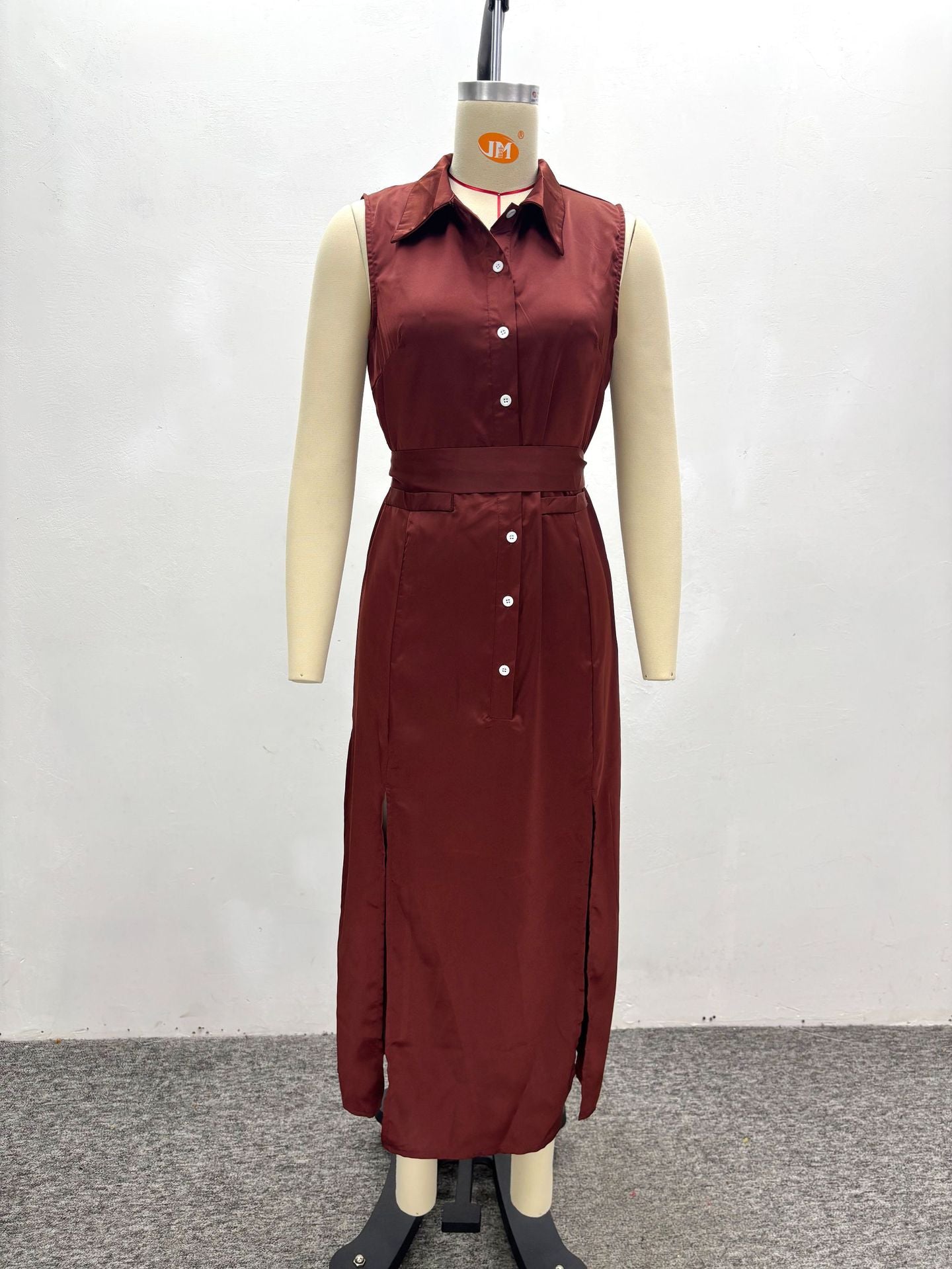 African Women's Loose Elegant Belt Slim Fit Vest Dress Plus Size Trendy Maxi Dress 8