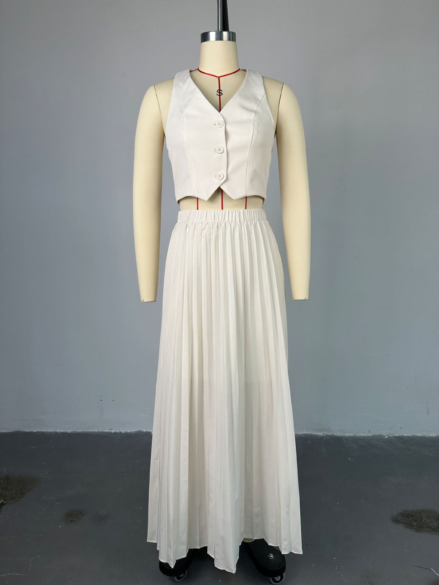 Women Summer Solid Halter Neck Vest And Skirt Casual Two-piece Set 8