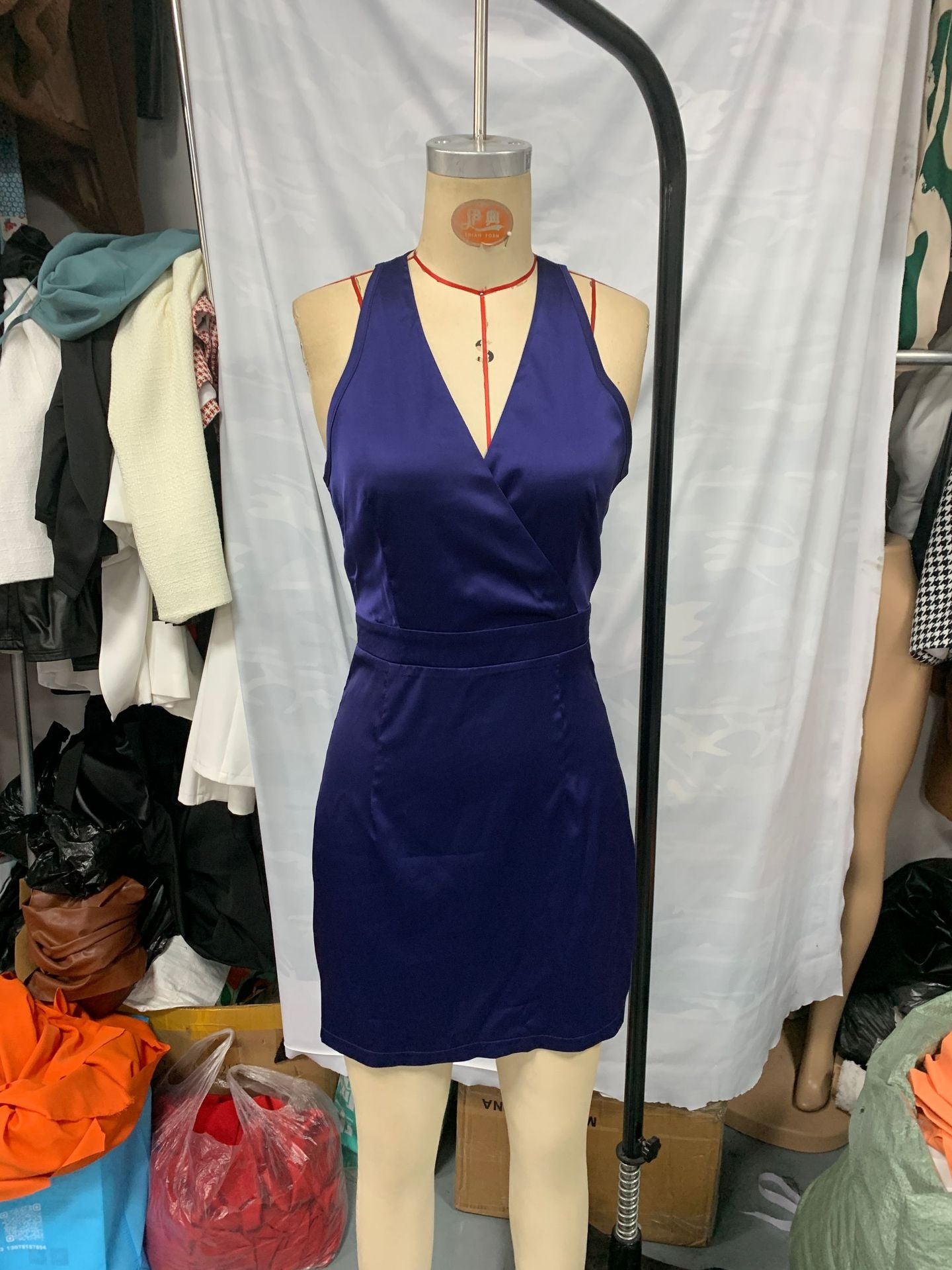 Fashion Sexy Slim Waist Solid Color Fitted Dress 7