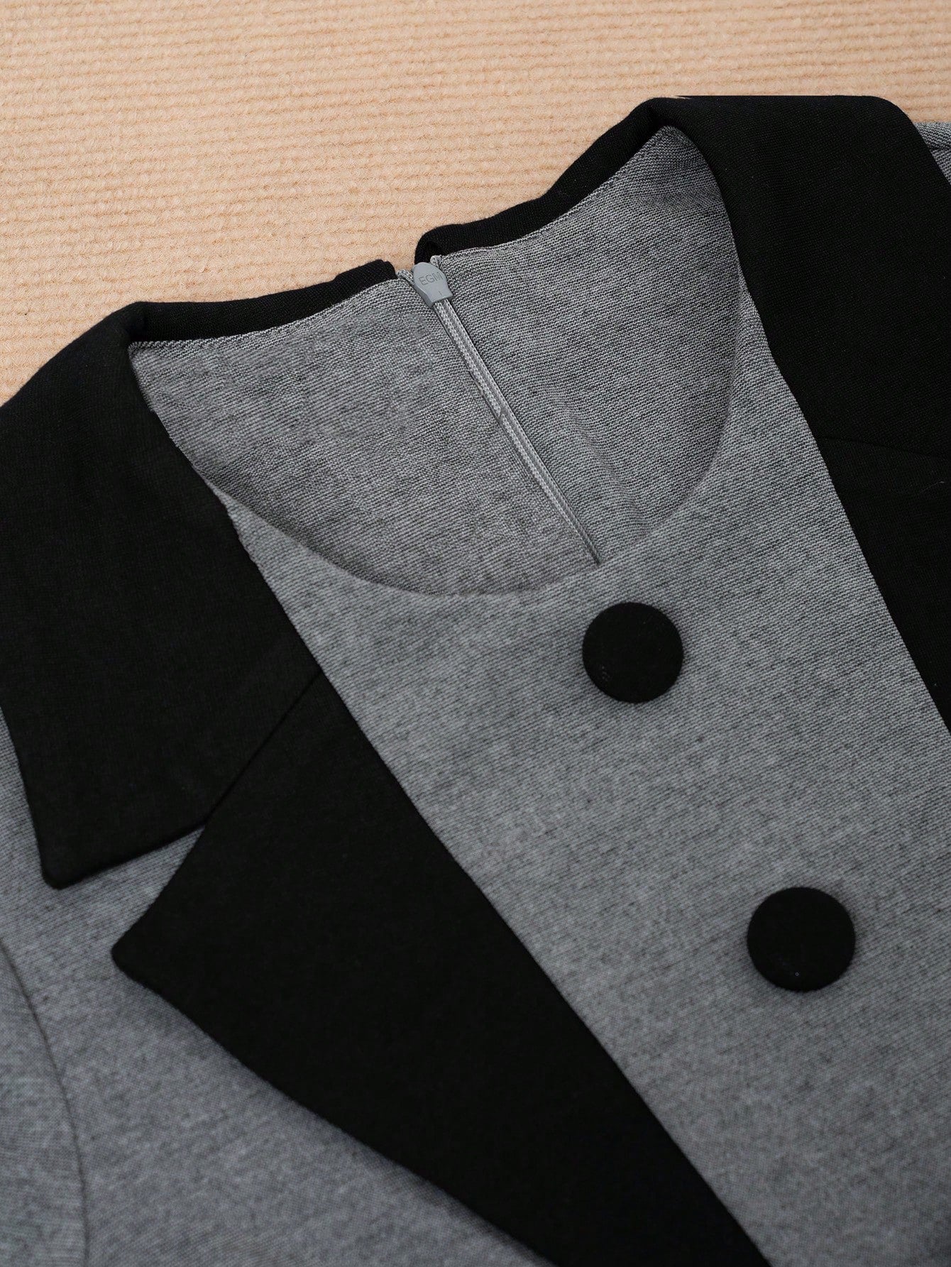 Women's Plus Size Autumn Round Neck Color-Blocked Slim Fit Trendy Career Dress 6