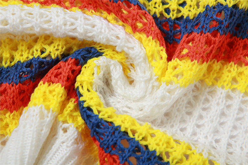 Women's Sexy Knitting Contrast Color Sleeveless Top High Waist Bodycon Shorts Casual Set 20