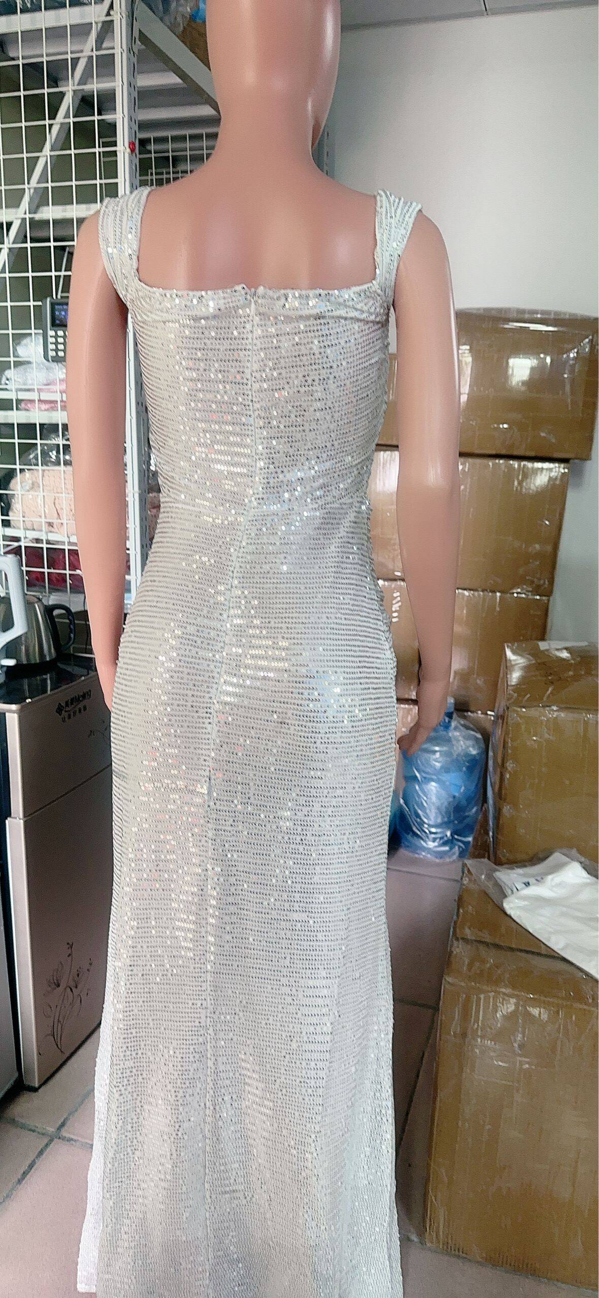 Women Sequin Off Shoulder Slit Dress 18