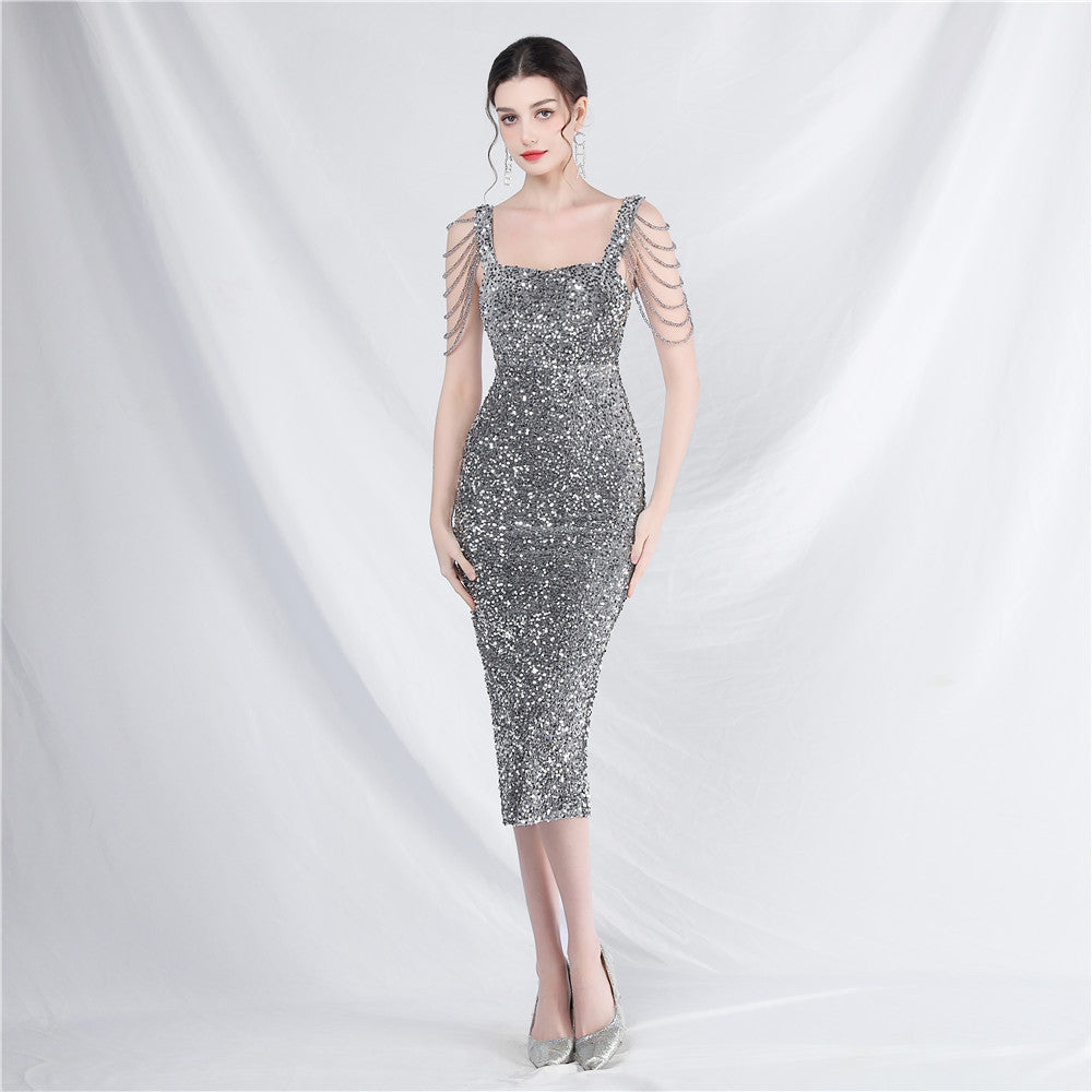 luxury elegant beaded sequin slim evening dress 9