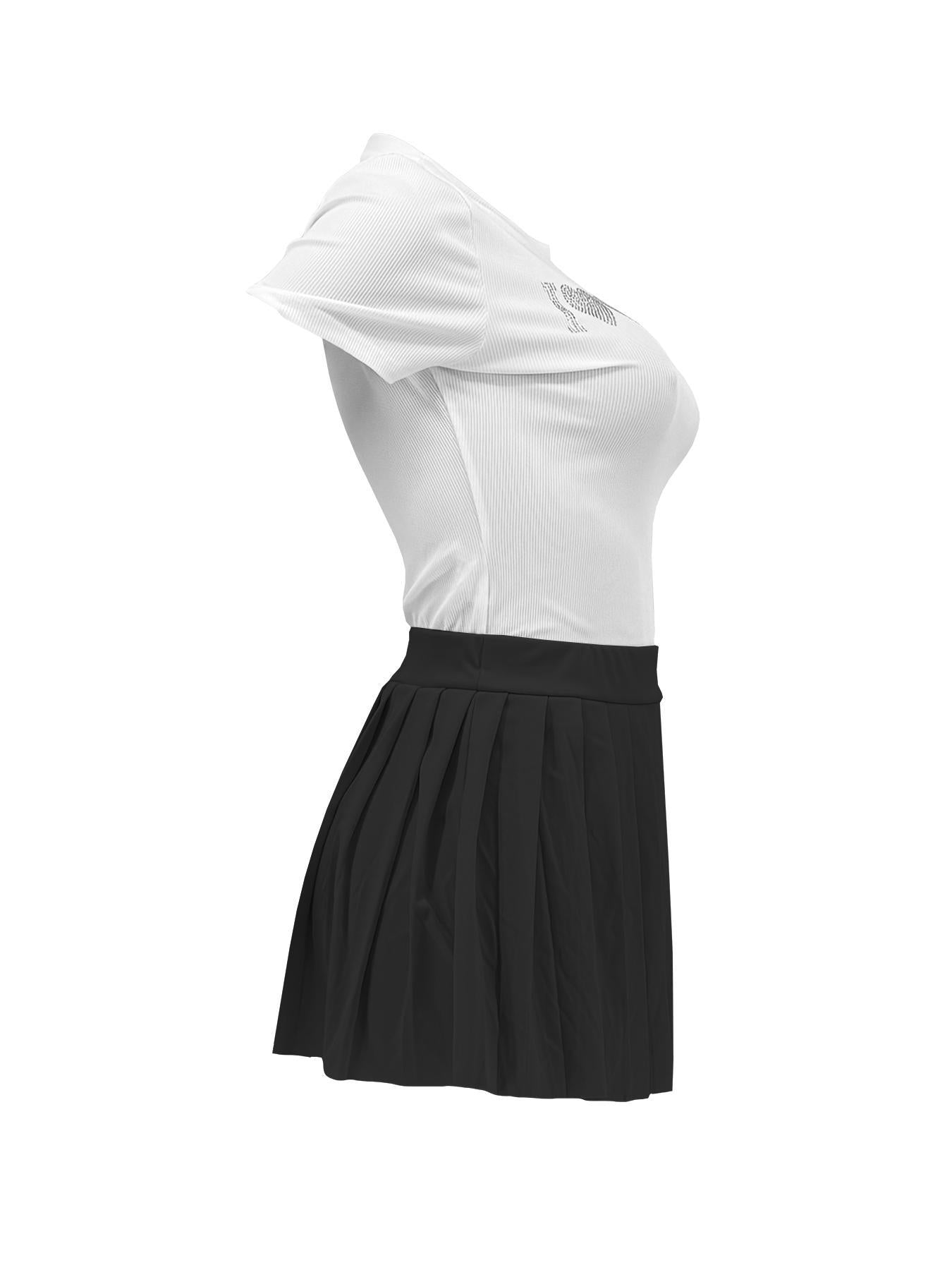 Women Casual Top and Pleated Skirt Two-piece Set 15