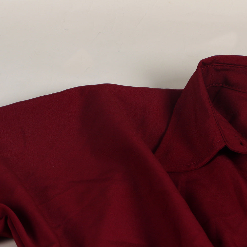 Women Sexy Lace-Up Buttoned Long-Sleeved Dress 30