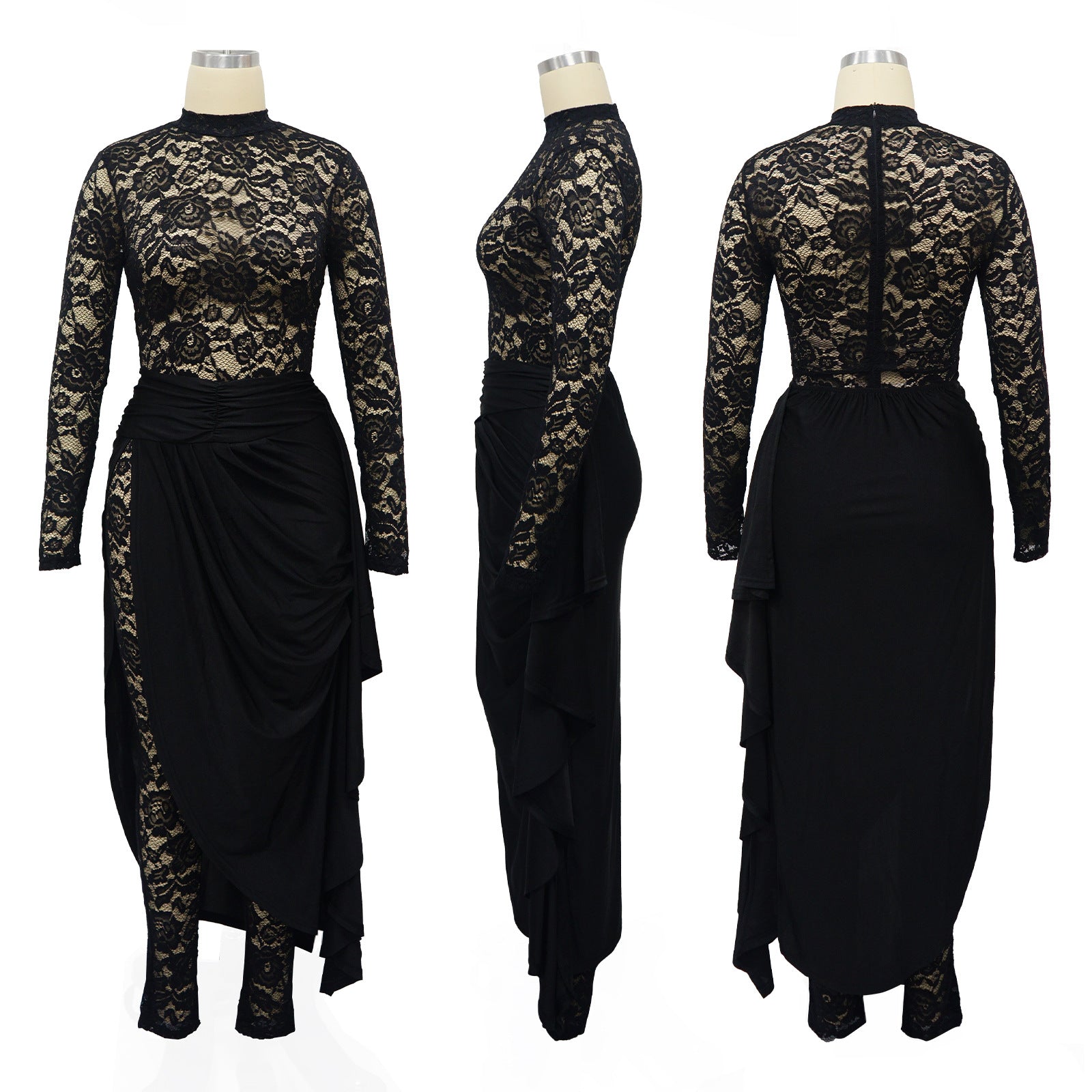Women Sexy Lace Jumpsuit And Skirt Two-piece Set 19