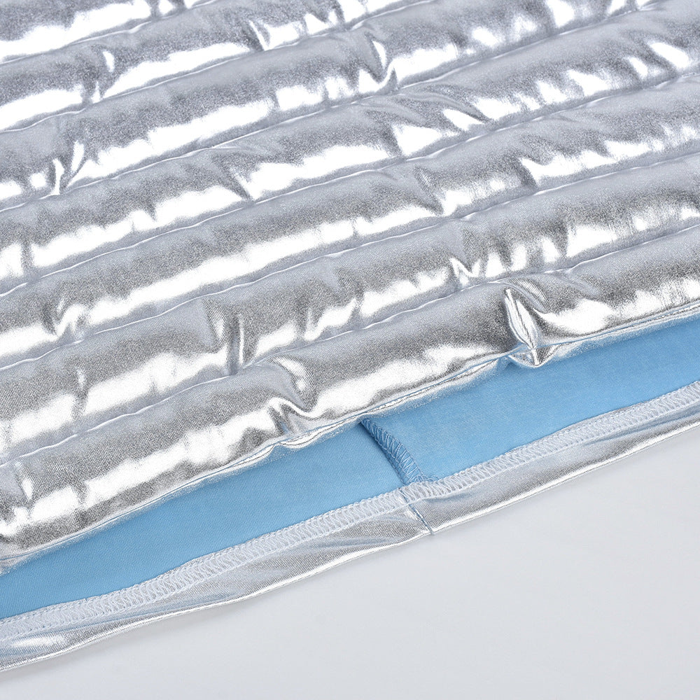 Winter Women's Sexy Cotton-Padded Crop Strapless Top Slim Long Skirt Two Piece Set 11