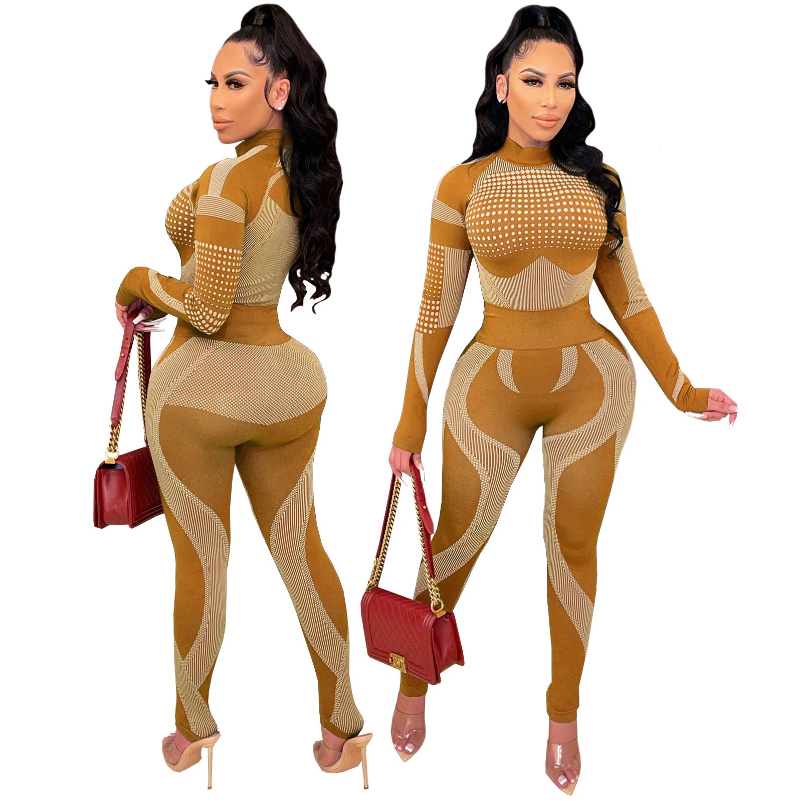 Women's Fashion Casual Sports Yoga Autumn And Winter Two-Piece Pants Set 11