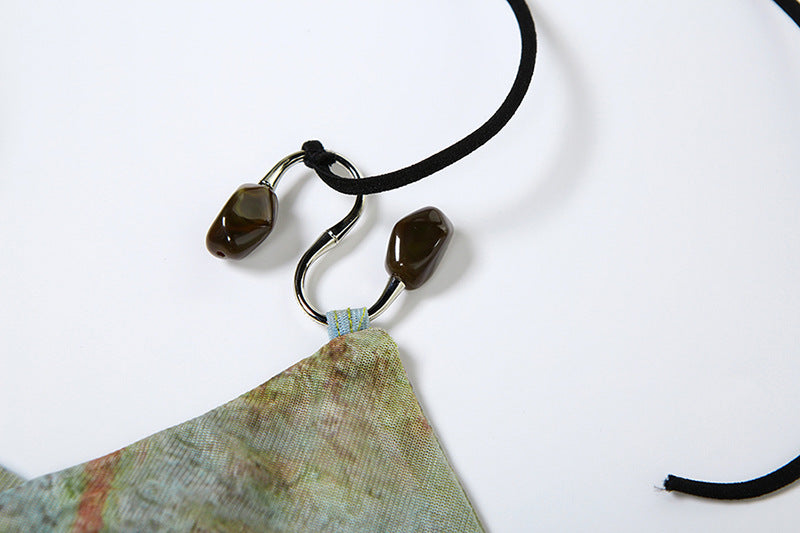 Summer Women's Sexy Hollow Fashion Print Strap Slit Long Dress 12