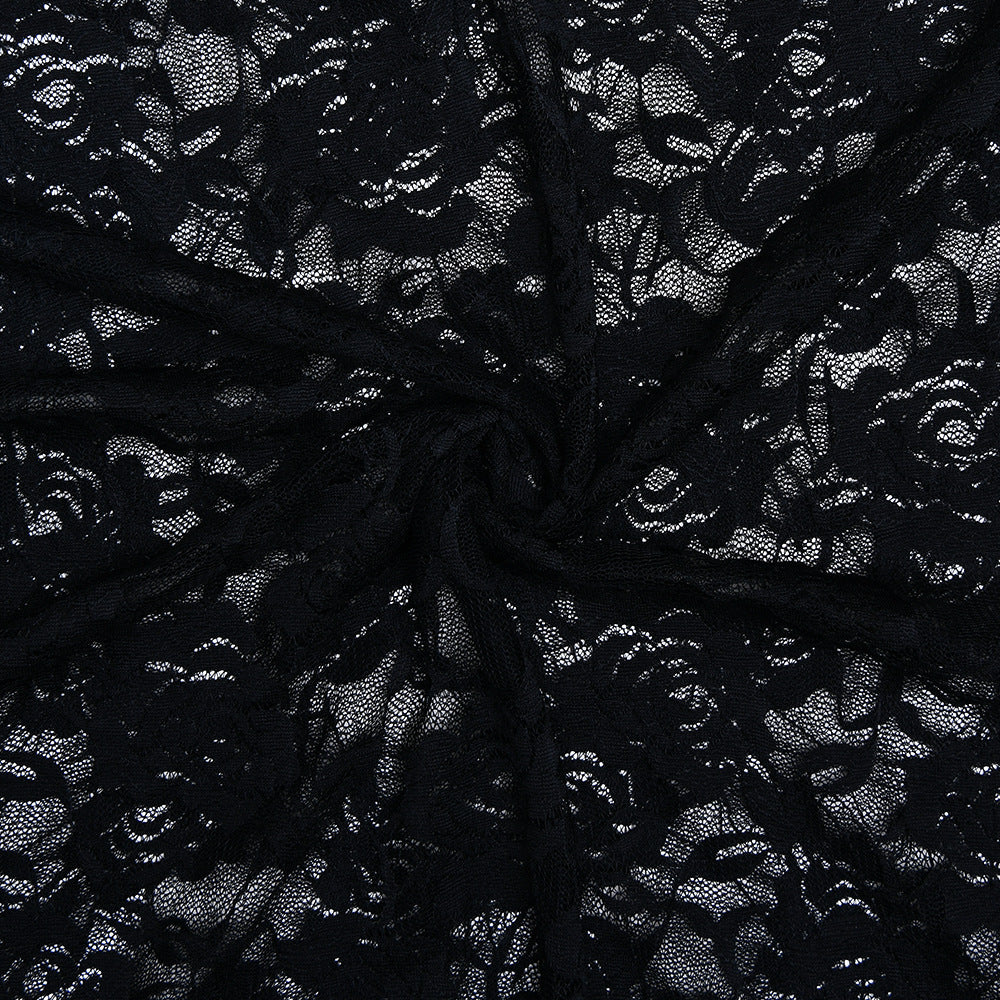 Women sexy lace See-Through long-sleeved dress 19